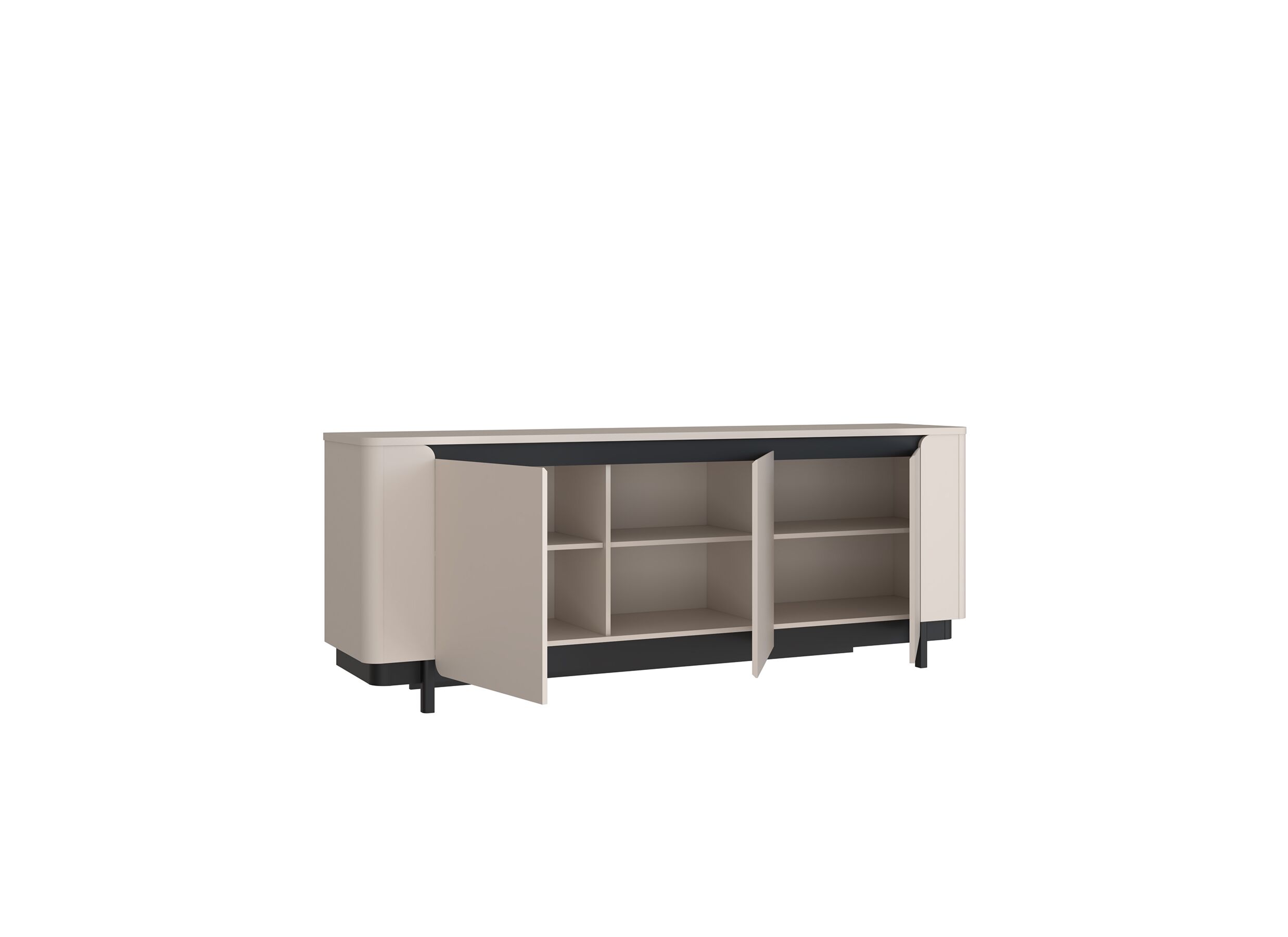 Buffet Vodol 205cm - panneau décor - sable/noir