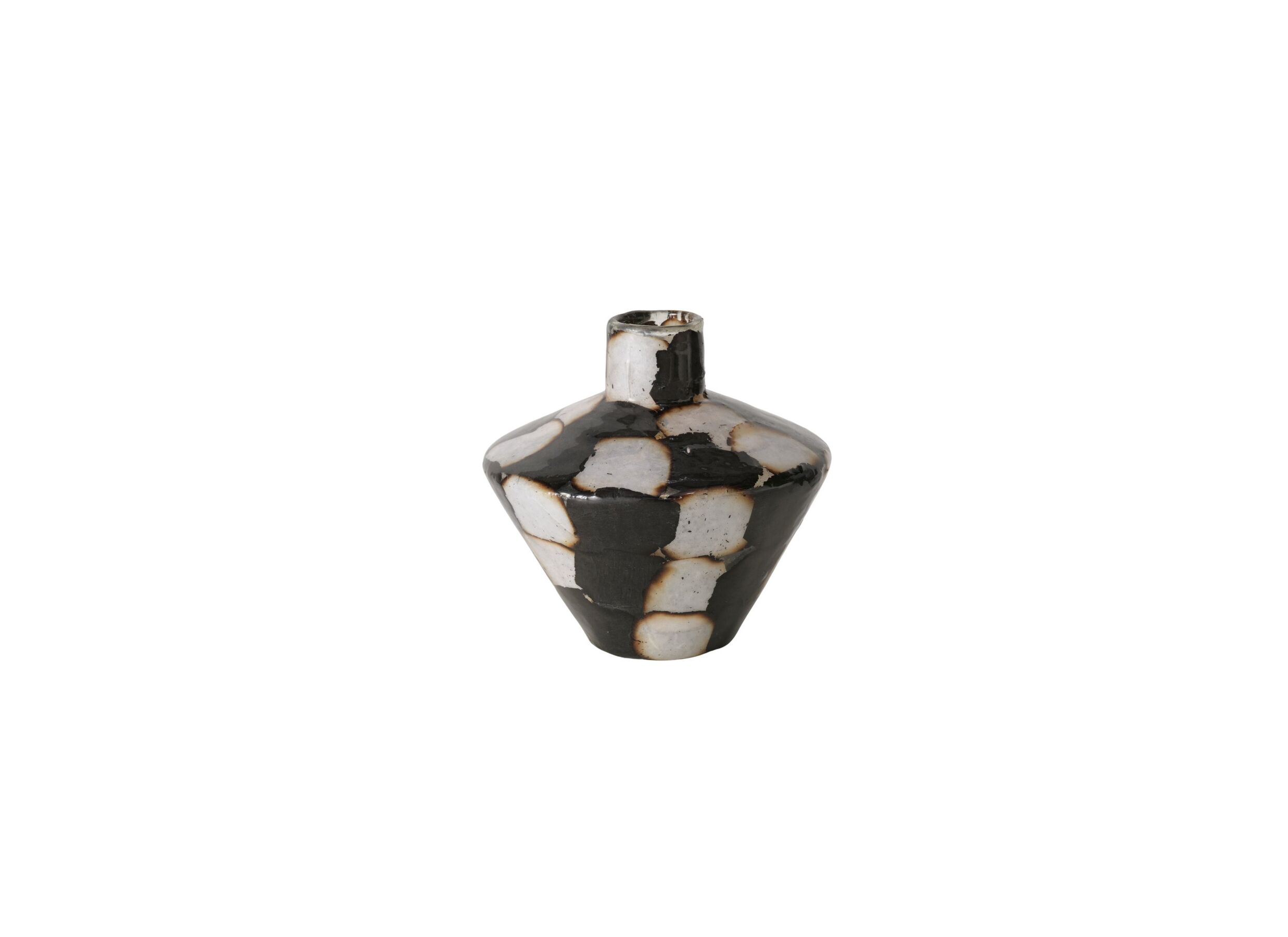 Vaas Medo H12 - Vase Medo H12,8cm - verre - noir/blanc