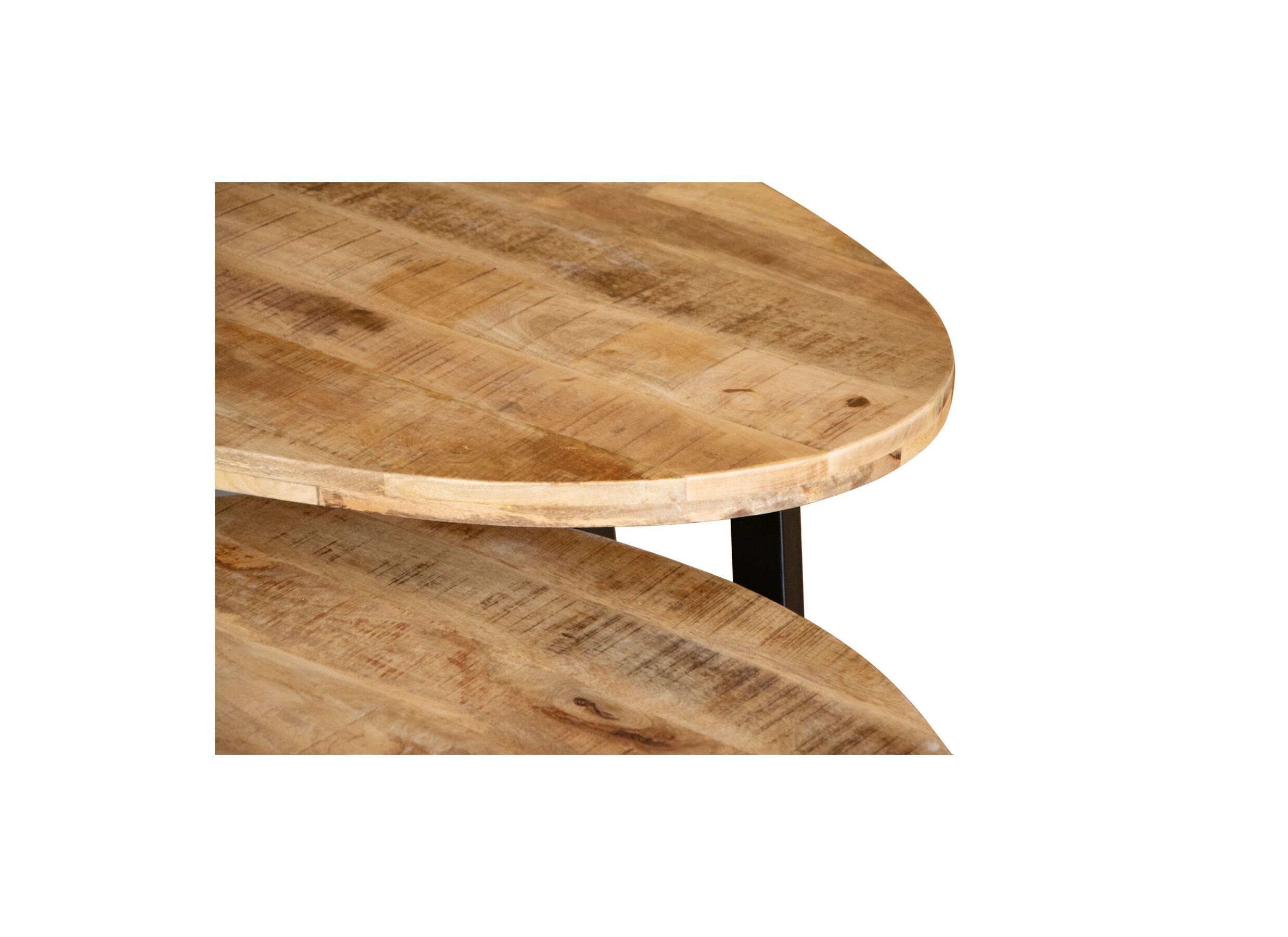 Detail - Table basse Nebula 120cm - manguier massif - naturel lot de 2