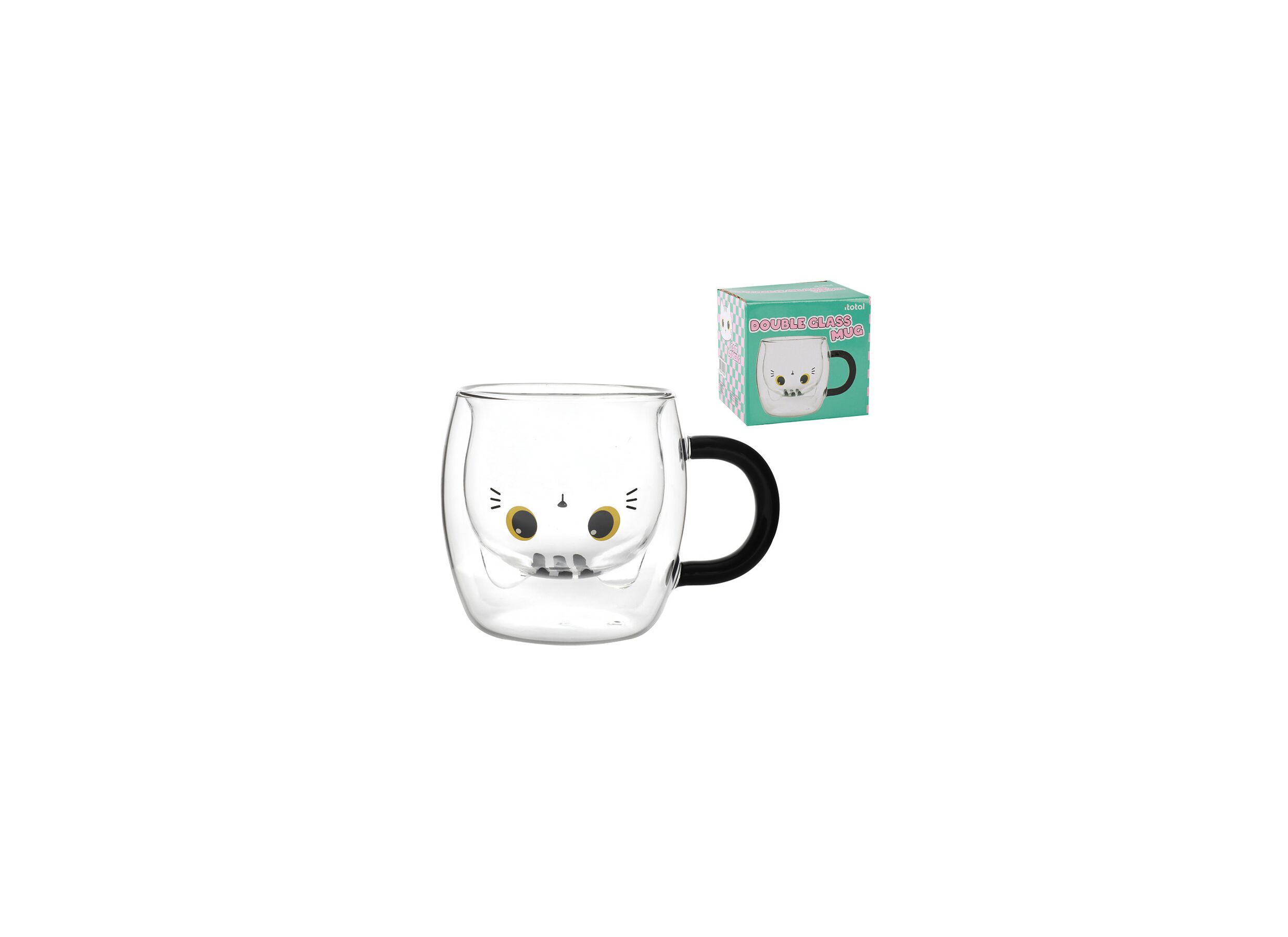 Mok Latte White Cat - glas - transparant - Mok Latte White Cat - glas - transparant