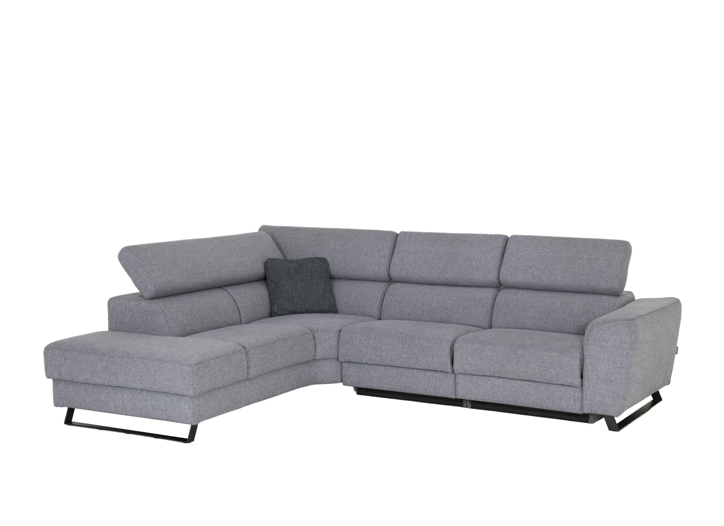Overzichtsfoto - Hoeksalon Milton 238x302cm - stof - grijs met 2 elektrische relaxen