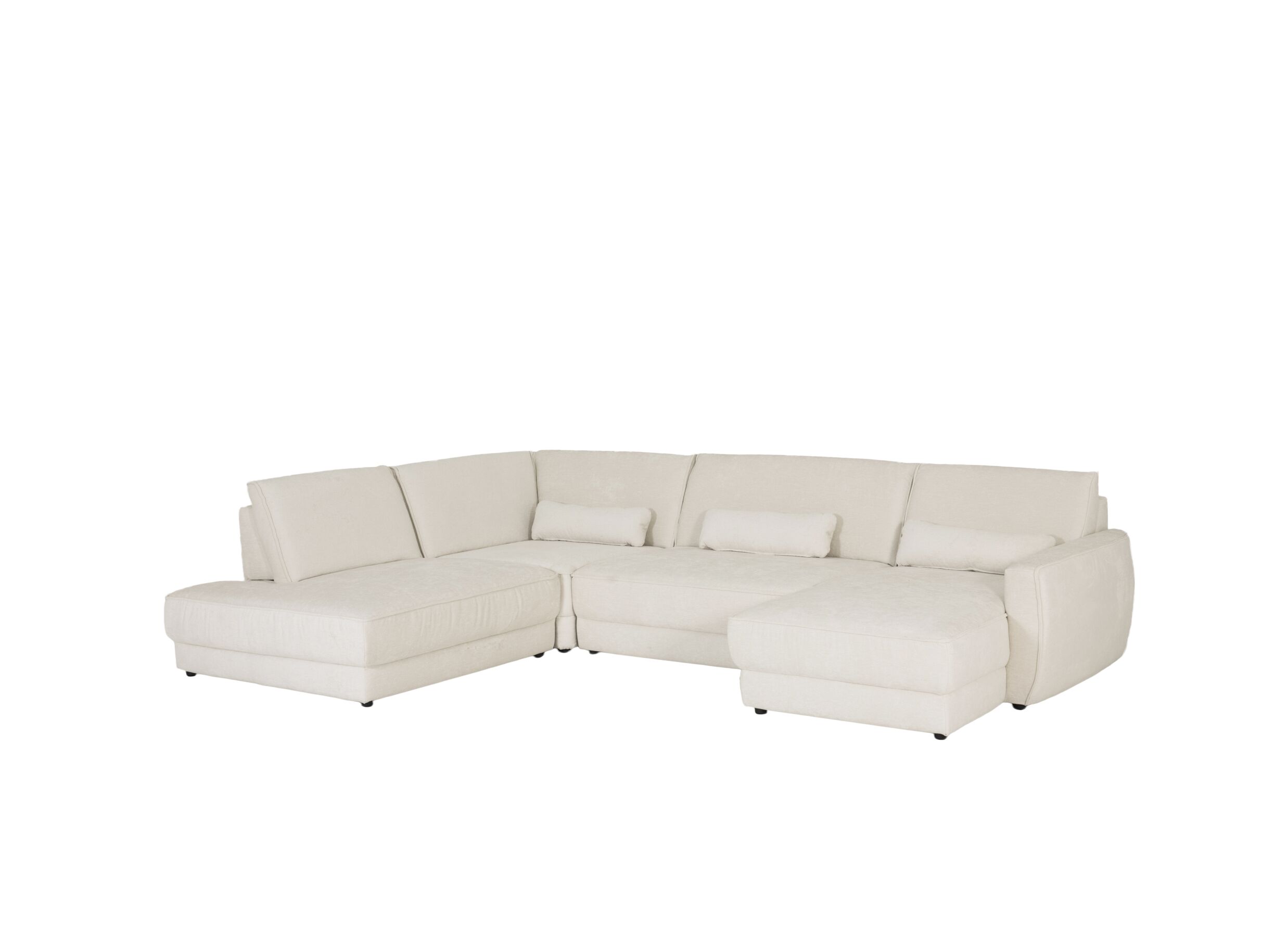 Hoeksalon Filia 348x248cm - stof - naturel met zitdiepteverstelling - Canapé d'angle Filia 348x248cm - tissu - naturel avec réglage de la profondeur du siège