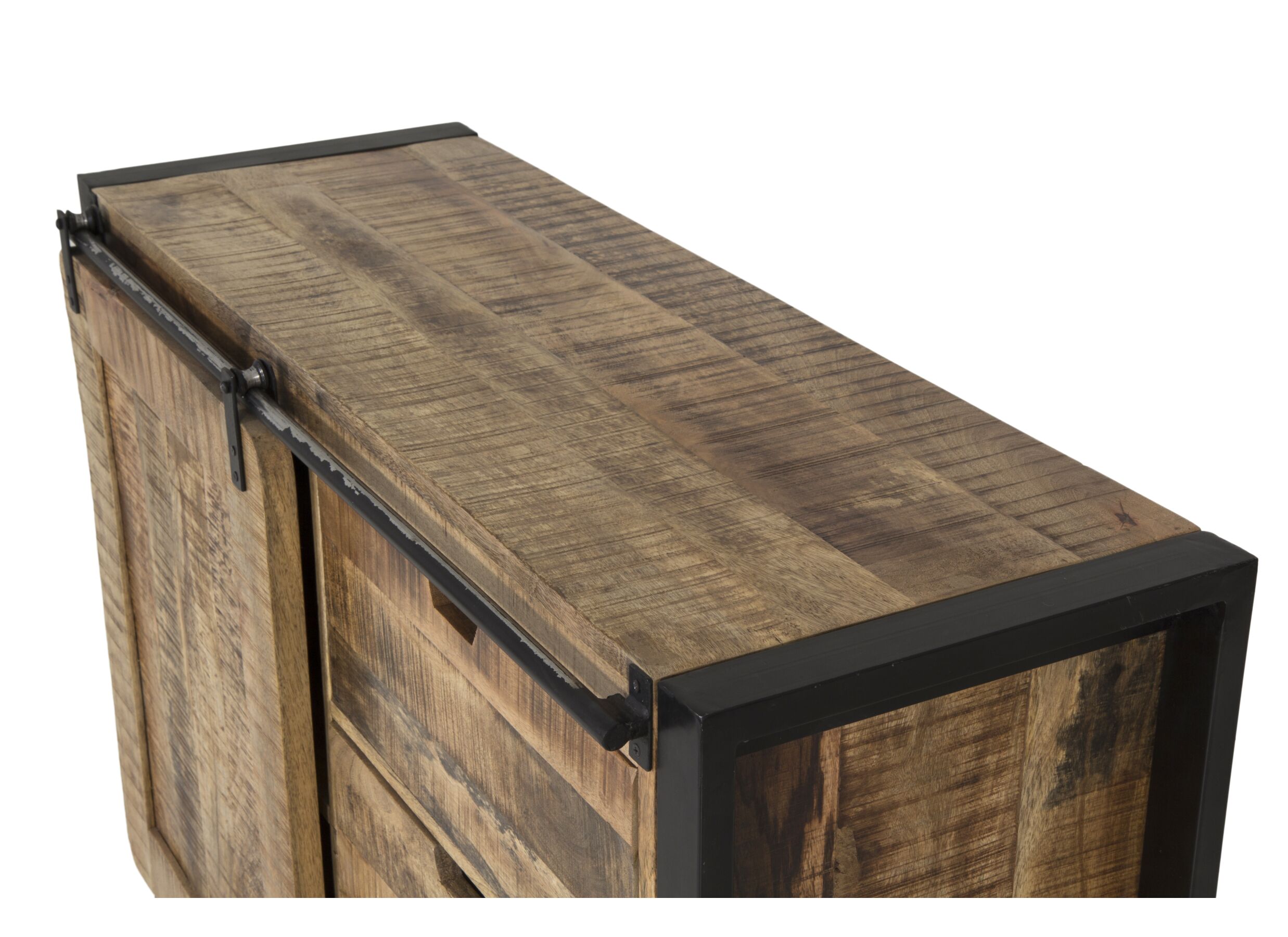 Commode Woodstock 120x45x90cm - mango massief - naturel/zwart