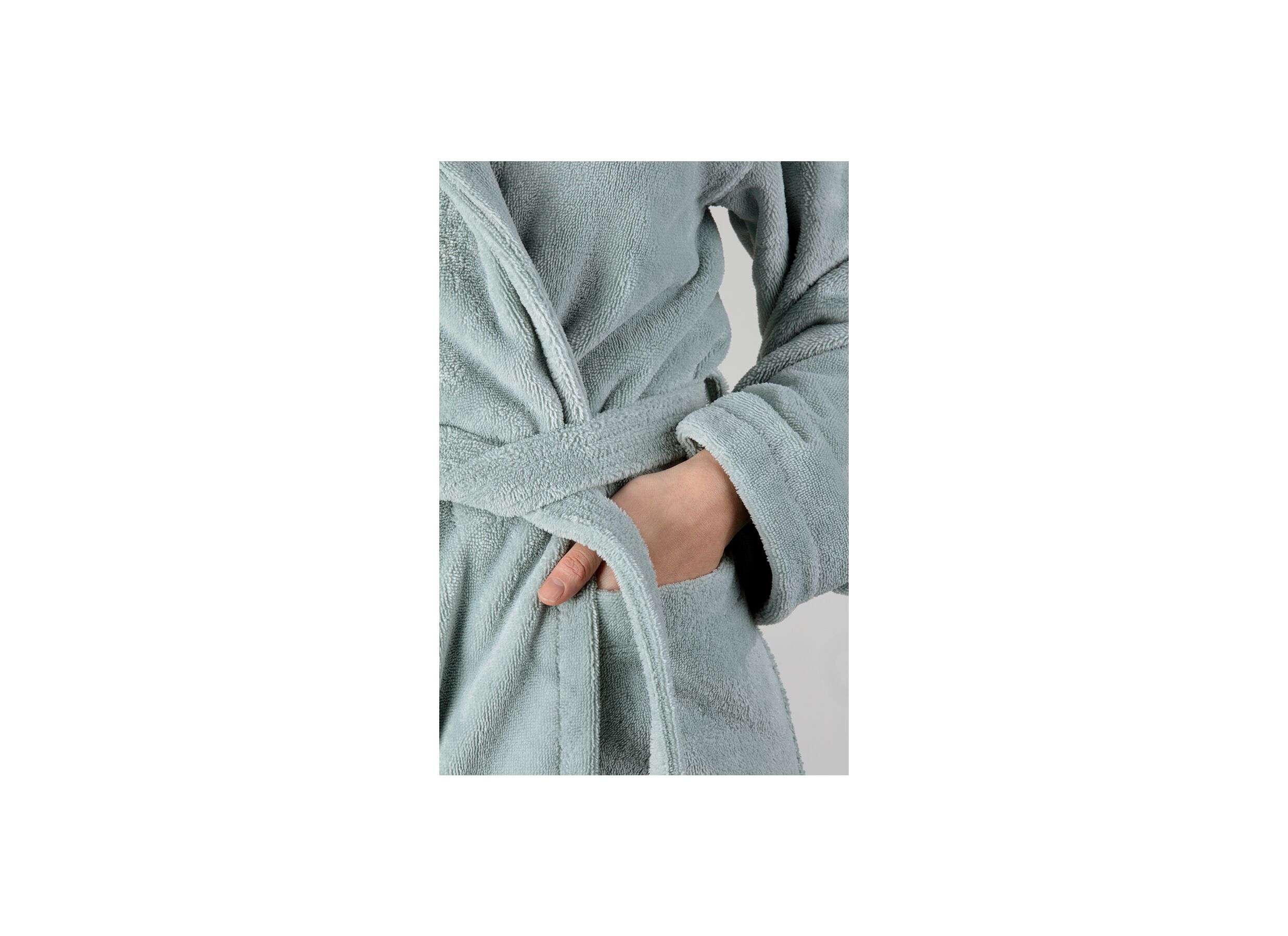 Badjas S flanel sea green