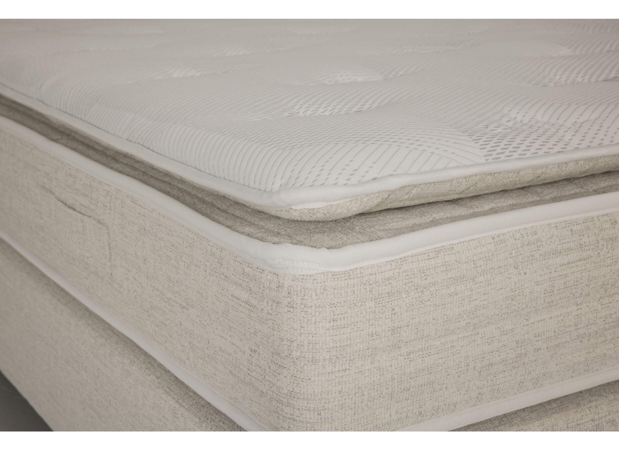 Detailfoto - Boxspring Kingstyle 140x200cm - stof - beige met opbergruimte
