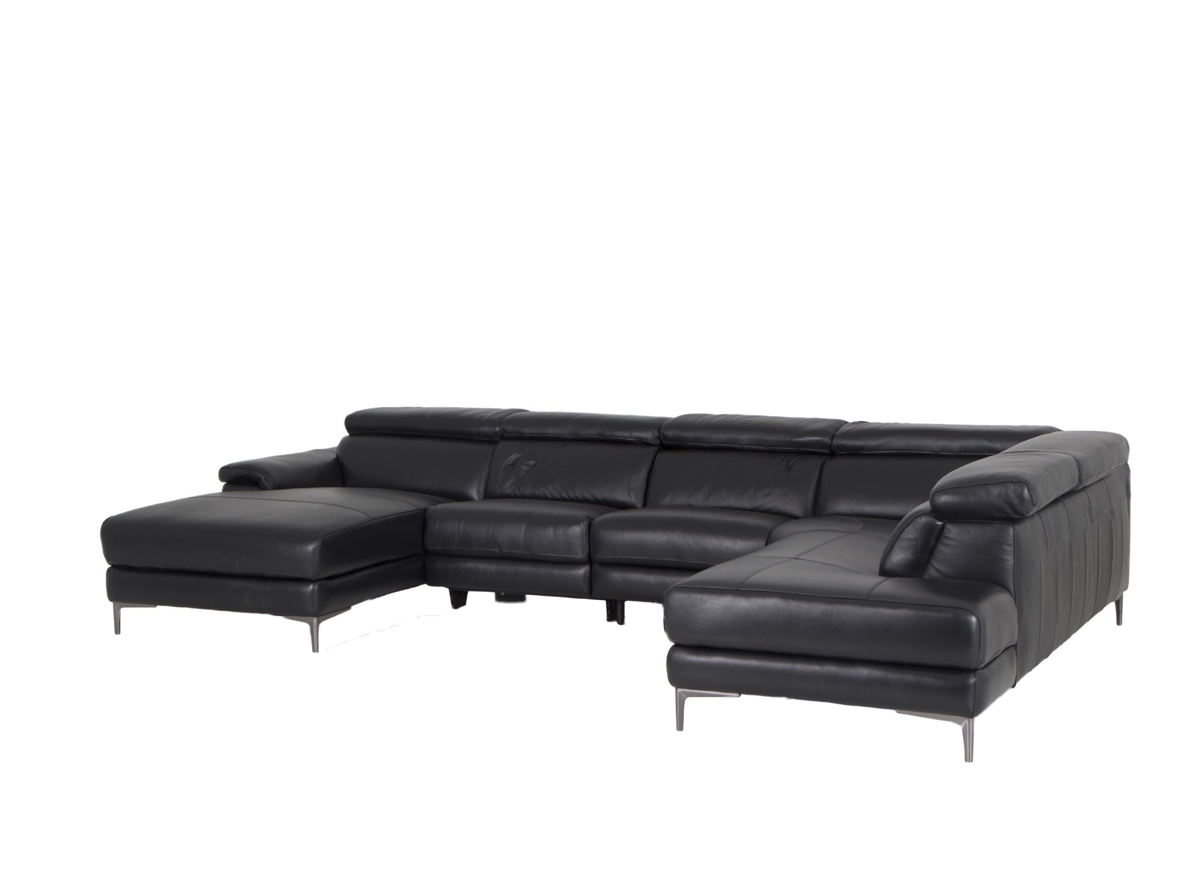 Hoeksalon Cell 370x232cm - leder - zwart