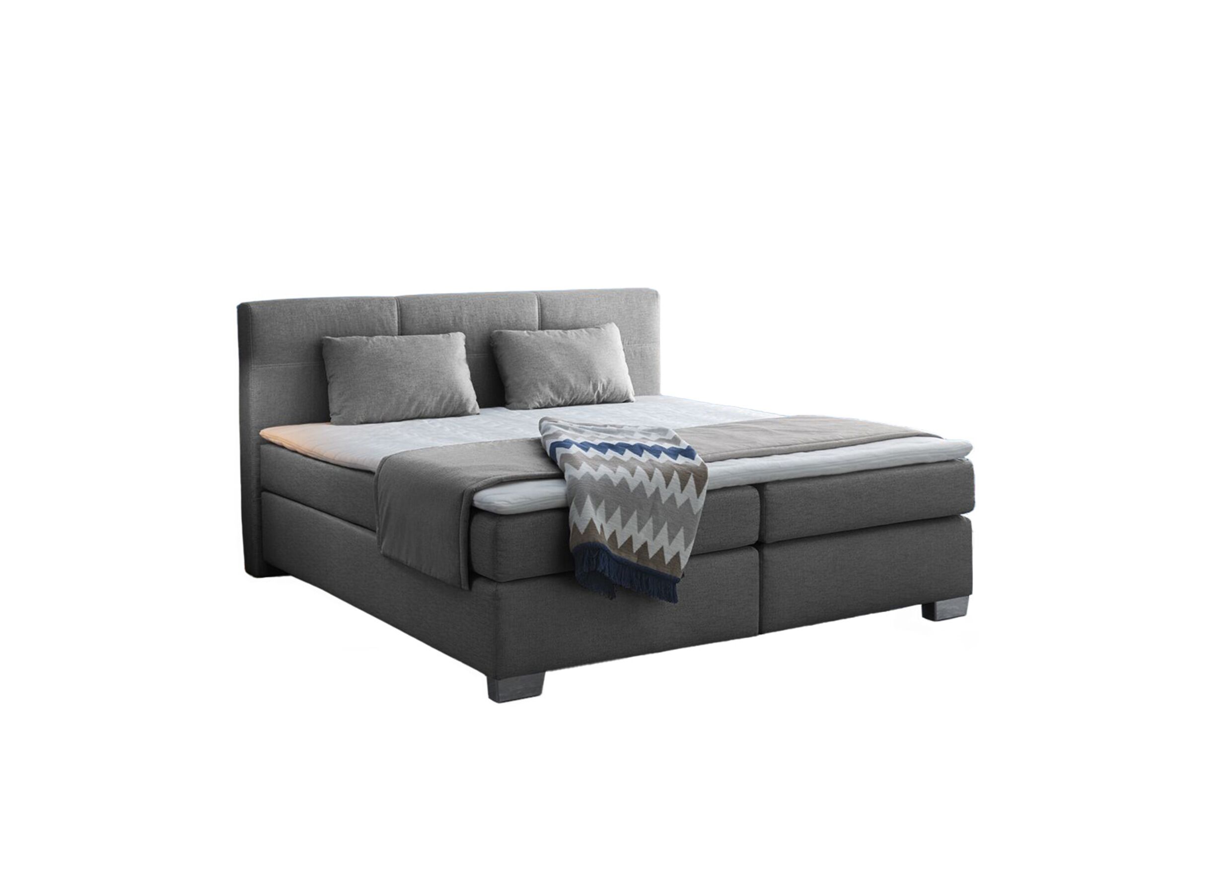 Boxspring Emilia 180x200cm tissu gris - Boxspring Emilia 180x200cm - tissu - gris