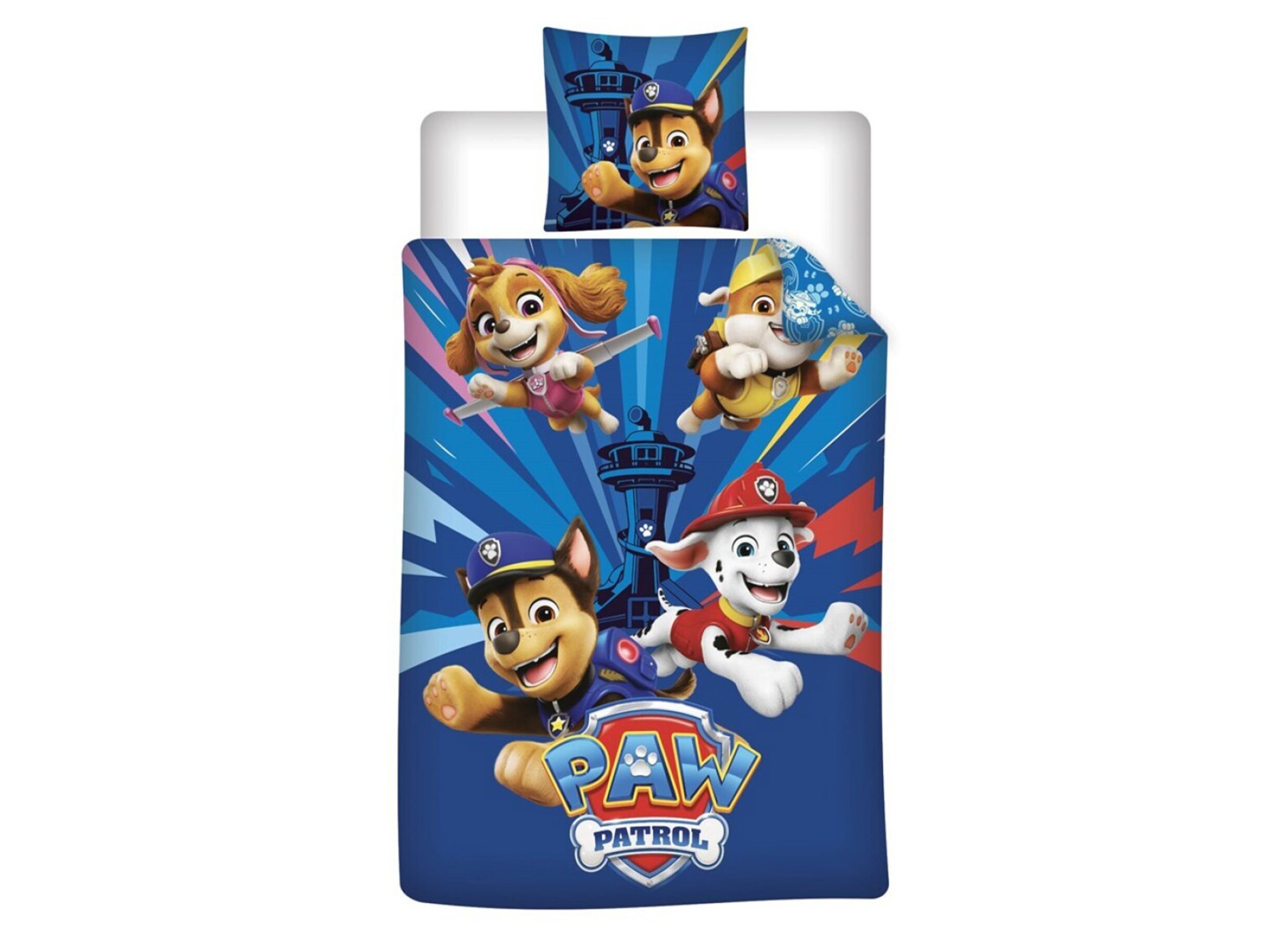 Plus Important - Housse de couette Paw Patrol 140x200cm - polycoton - bleu