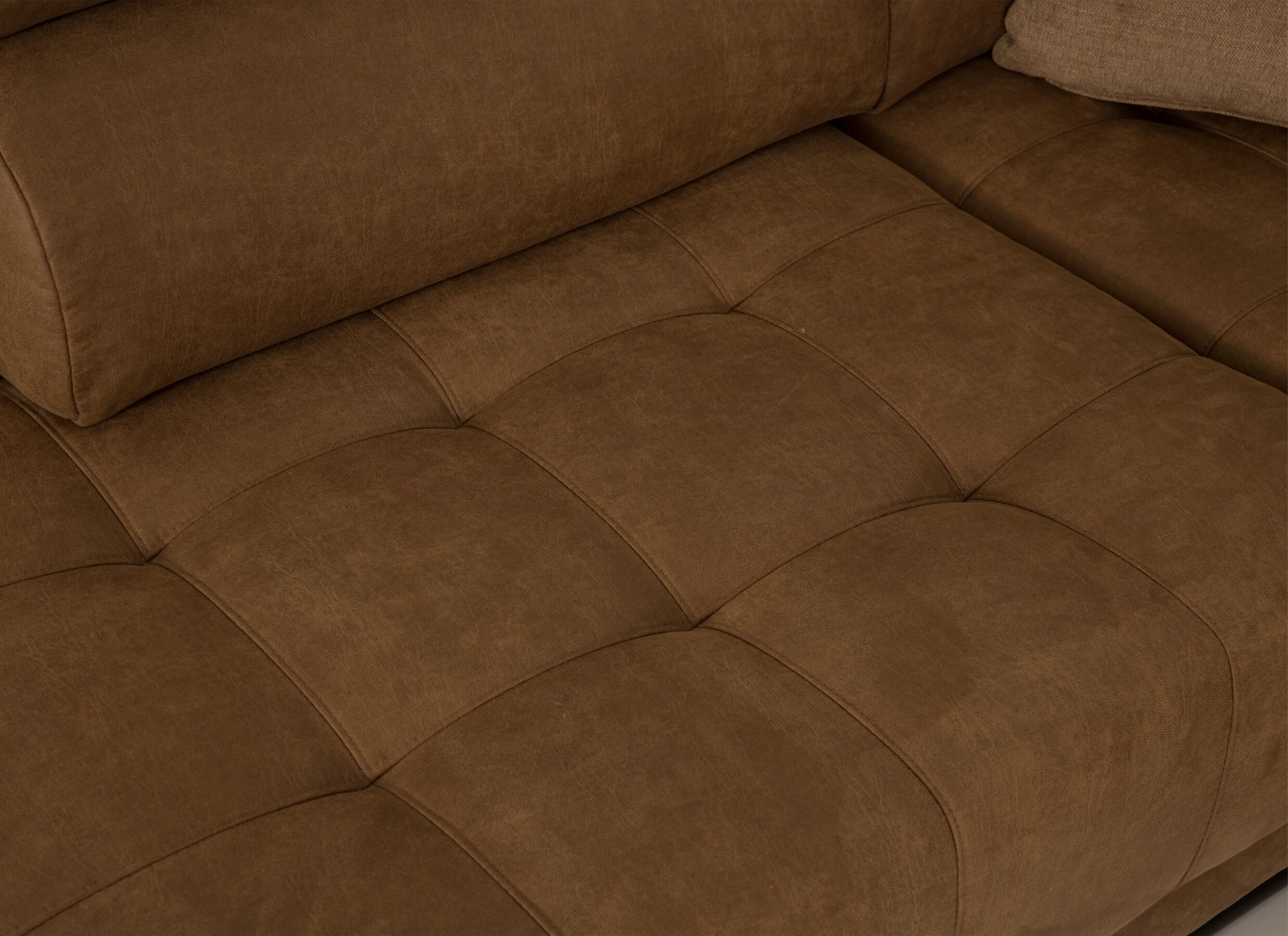 Detail - Canapé d'angle Rimini 388x244cm - tissu - cognac
