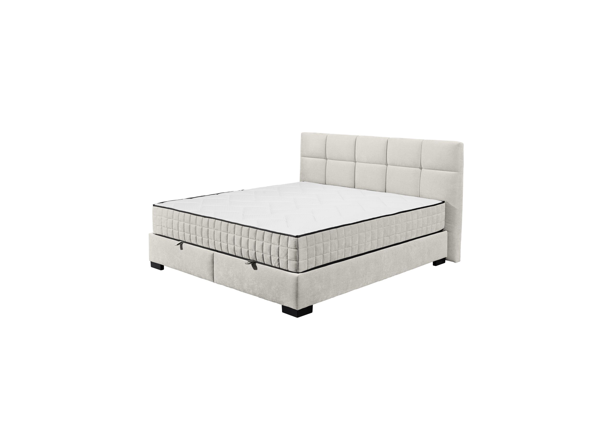 Plus Important - Lit box Nagol A 180x200cm avec rangement tissu beige