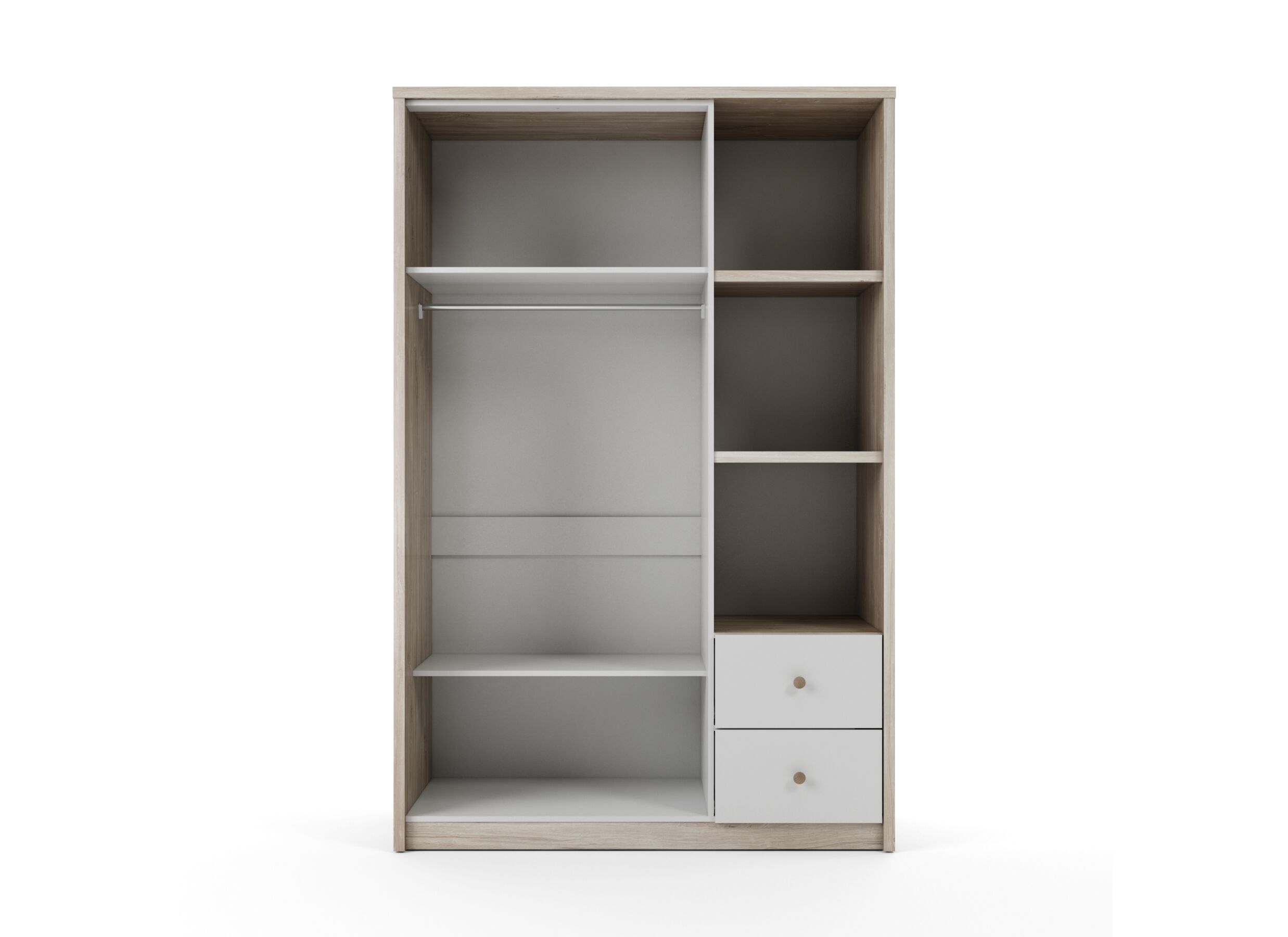 Aperçu - Garde-robe Evora 135cm - décor - ivory oak & blanc