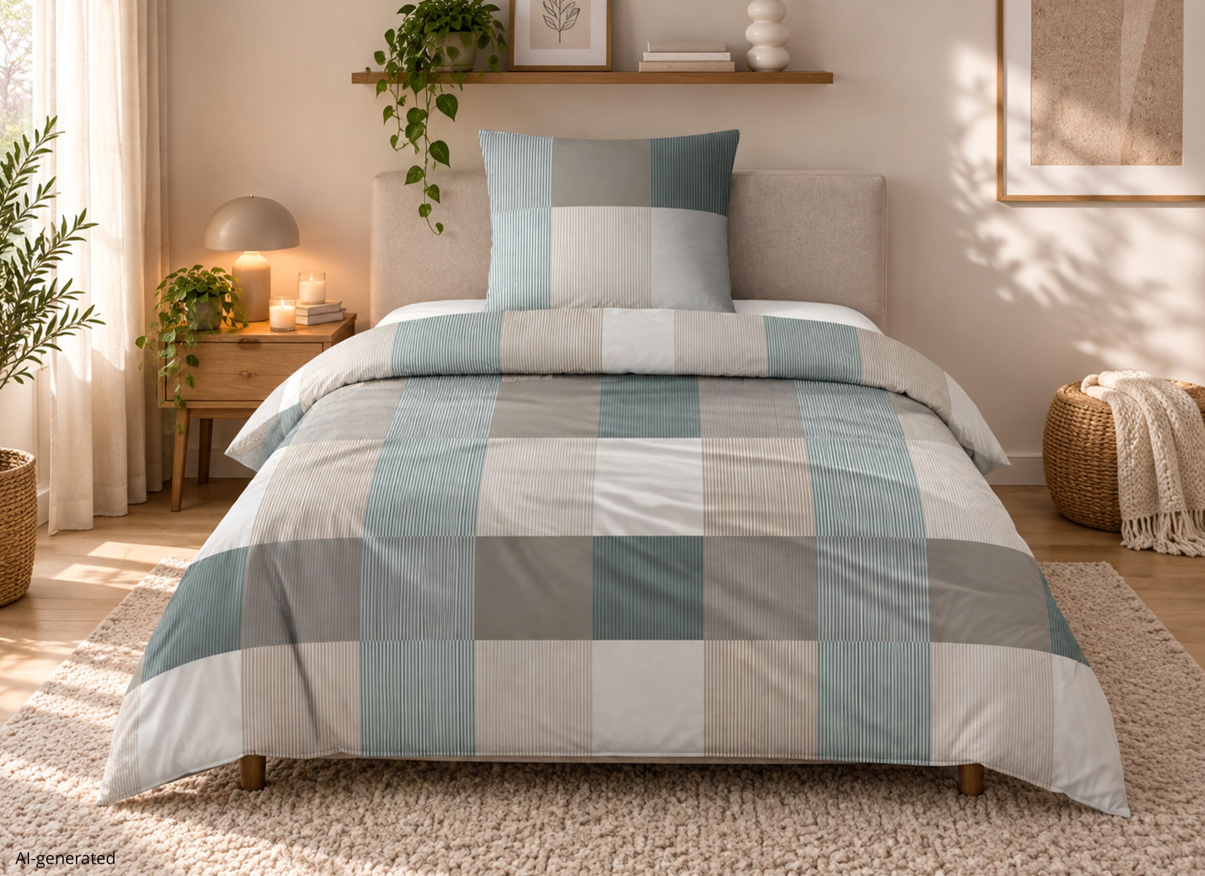 AI Generated - Housse de couette Greet 140x220cm - flanelle - vert