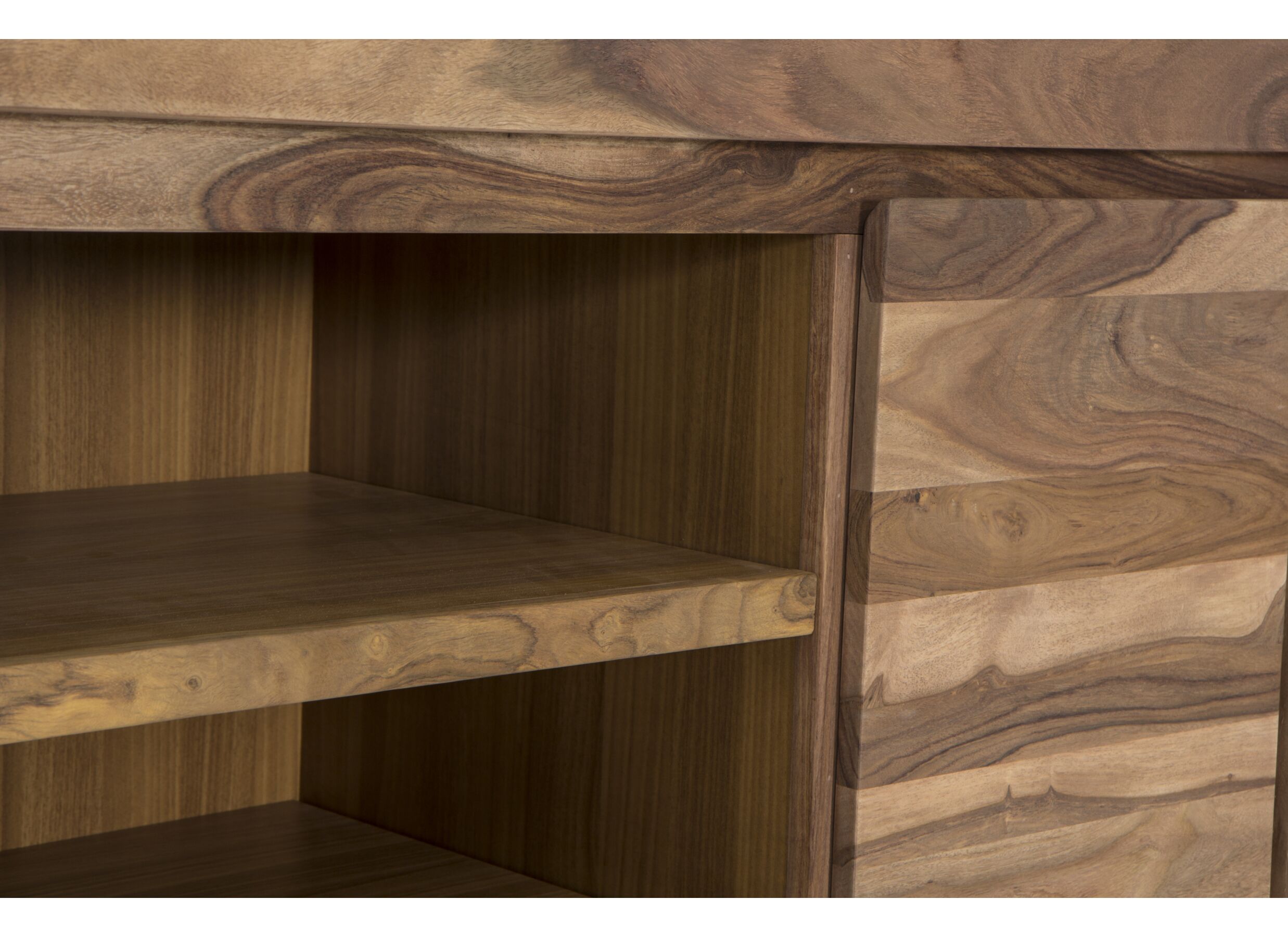 Meuble TV Carbone 150cm - sheesham massif & décor- naturel