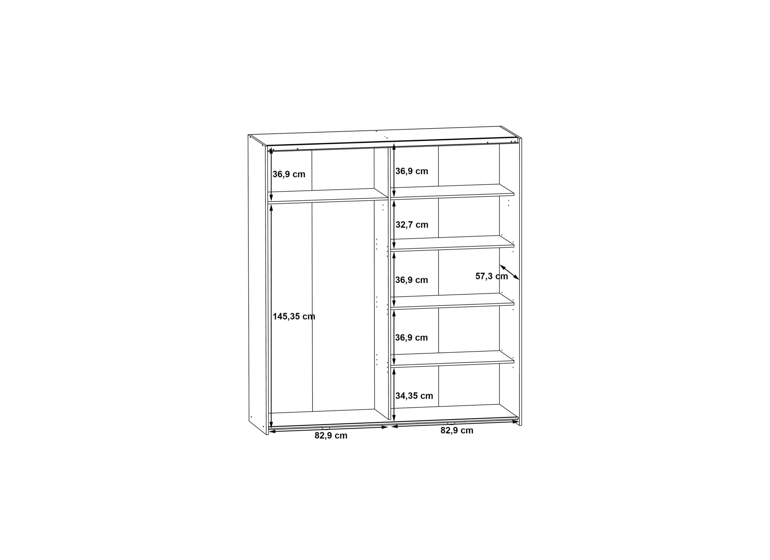 Armoire à portes coulissantes Kaikais 170cm - décor - gris foncé