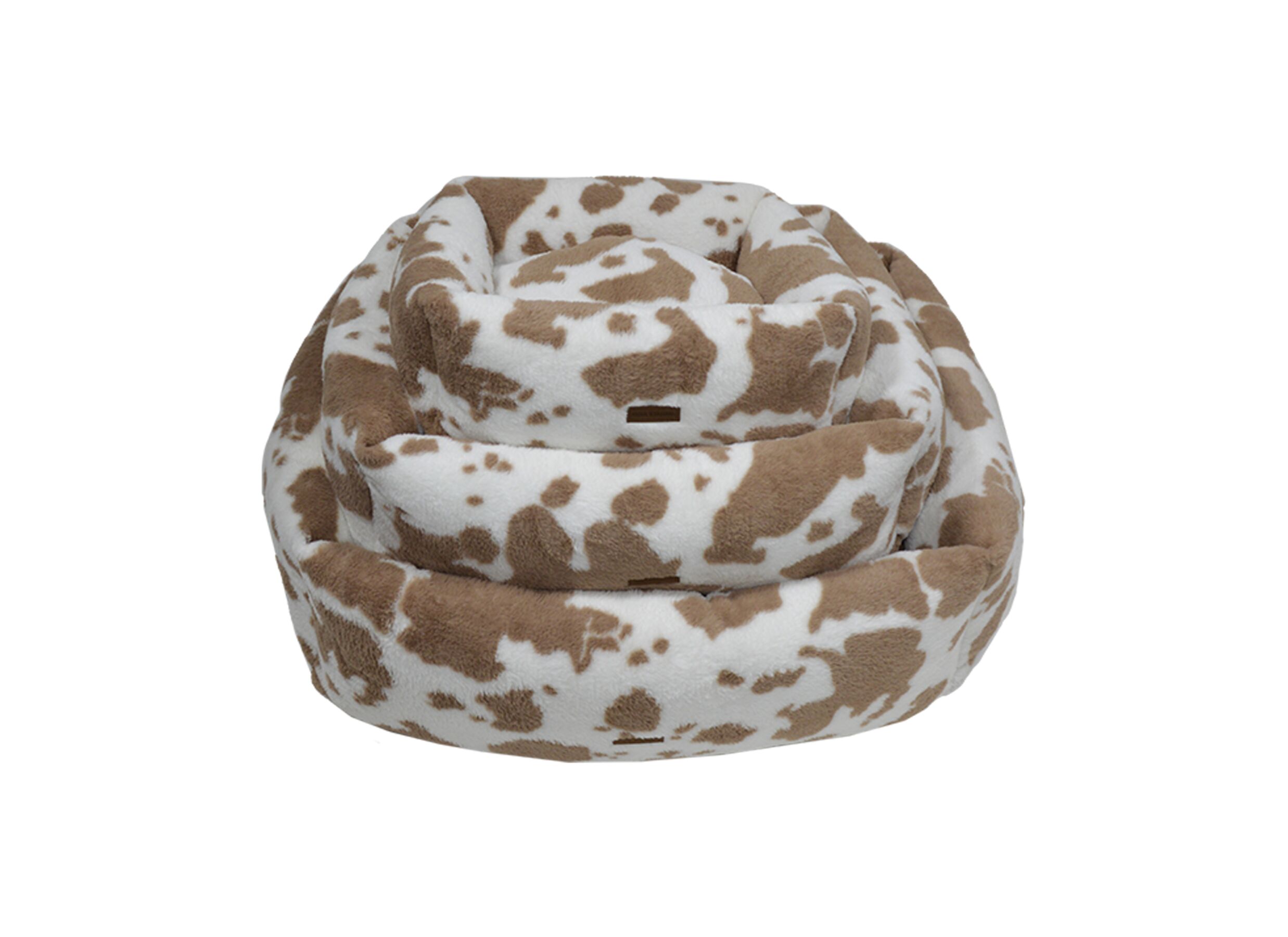 Photo ensemble - Panier pour chien Cow Plush Classic 75x60x25cm - tissu - blanc & marron