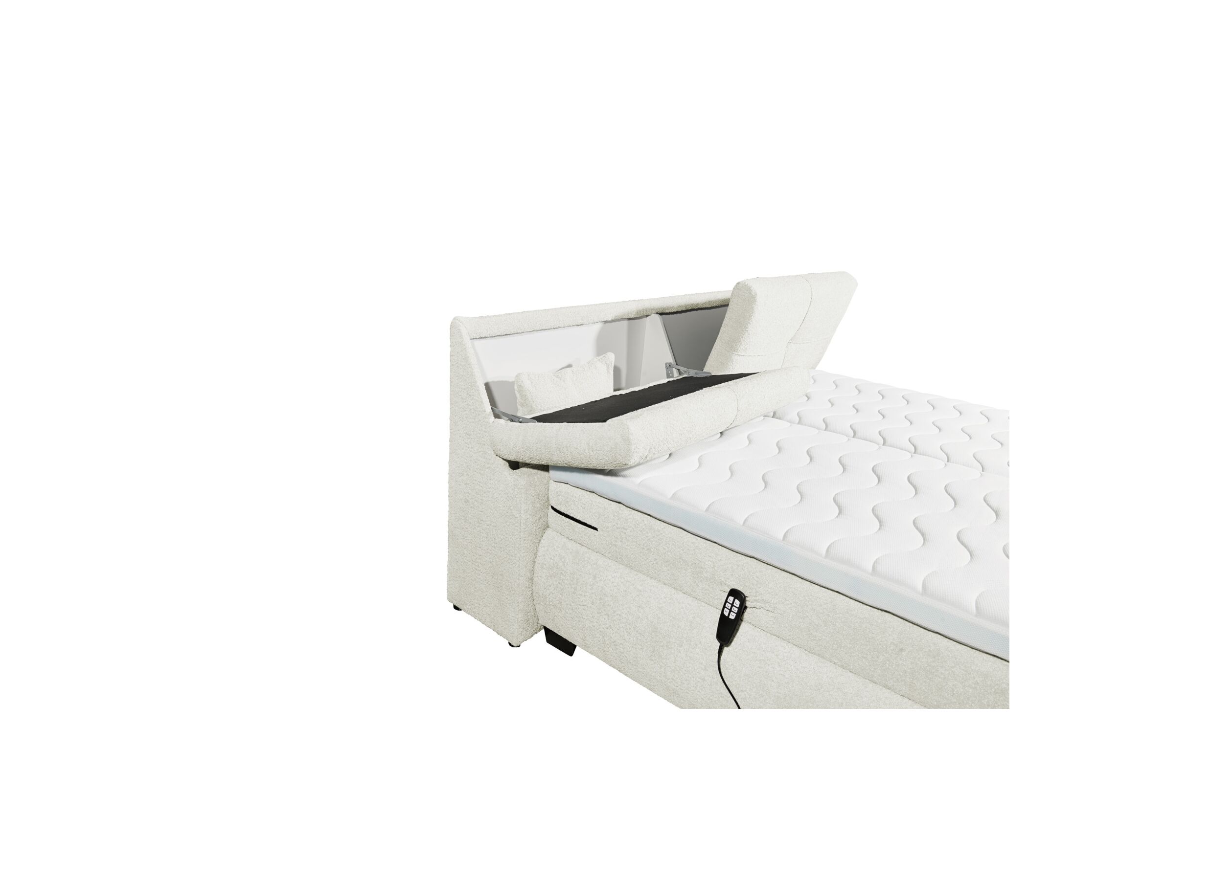 Detail - Boxspring Reynosa Gel 180x200cm avec rangement/électrique tissu ivoire