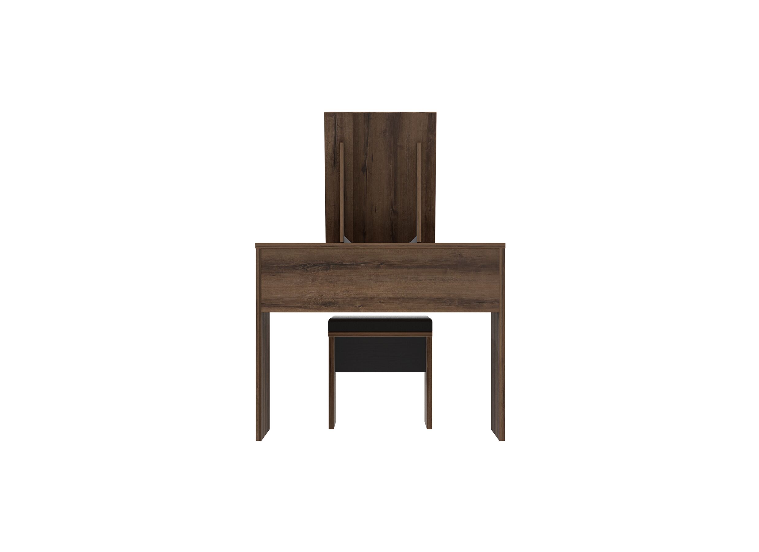 Make-up tafel Dolce met spiegel 100x42x132cm - meubelplaat - mud oak/black oak