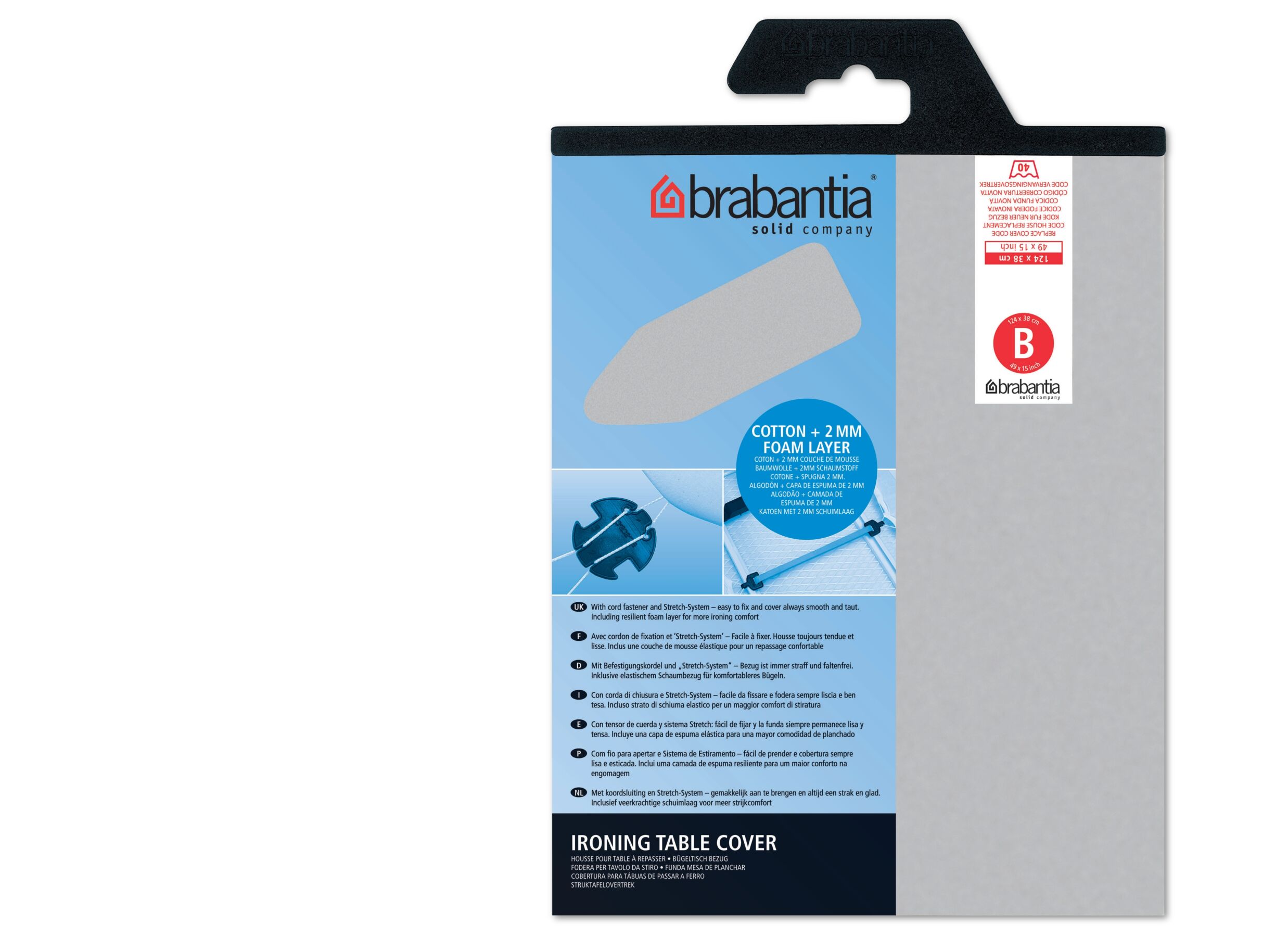 Housse pour table à repasser Brabantia 124x38cm taille B - Housse pour table à repasser Brabantia 124x38cm taille B