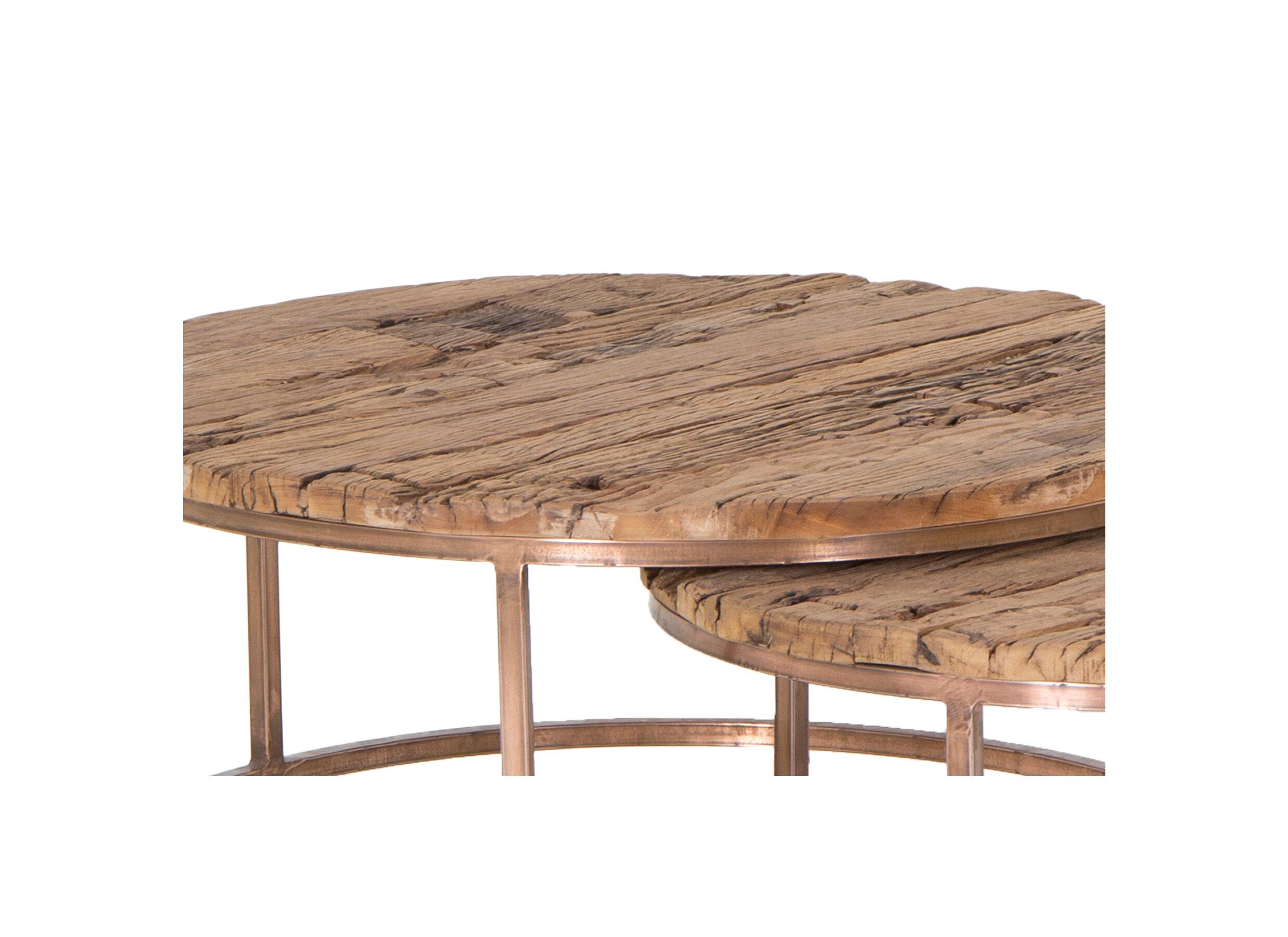 Salontafel Luna Ø90/Ø70cm - hout massief - naturel set van 2