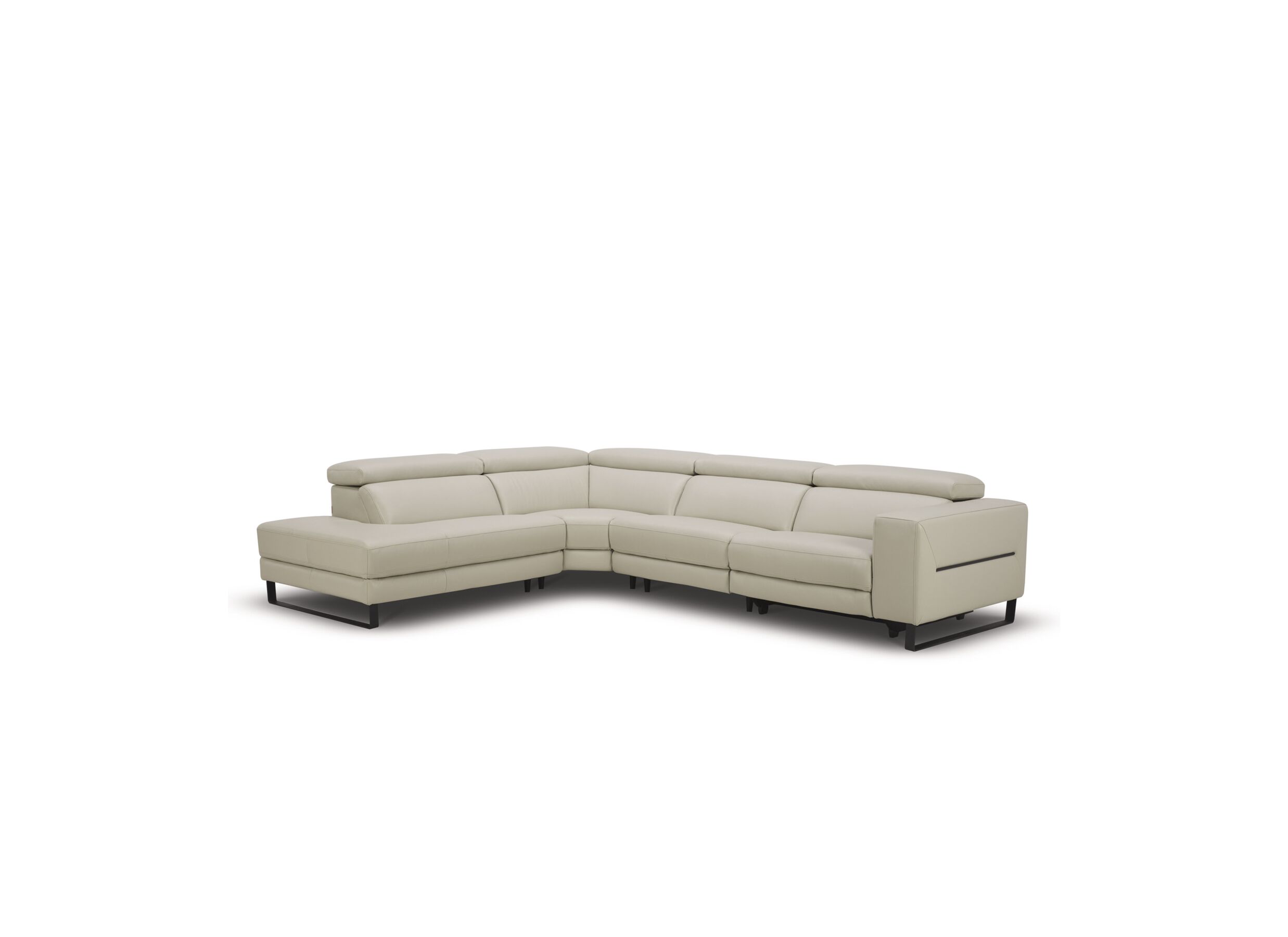 Hoeksalon Nyx 322x257cm - leder - lichtgrijs met relax - Hoeksalon Nyx 322x257cm - leder - lichtgrijs met relax
