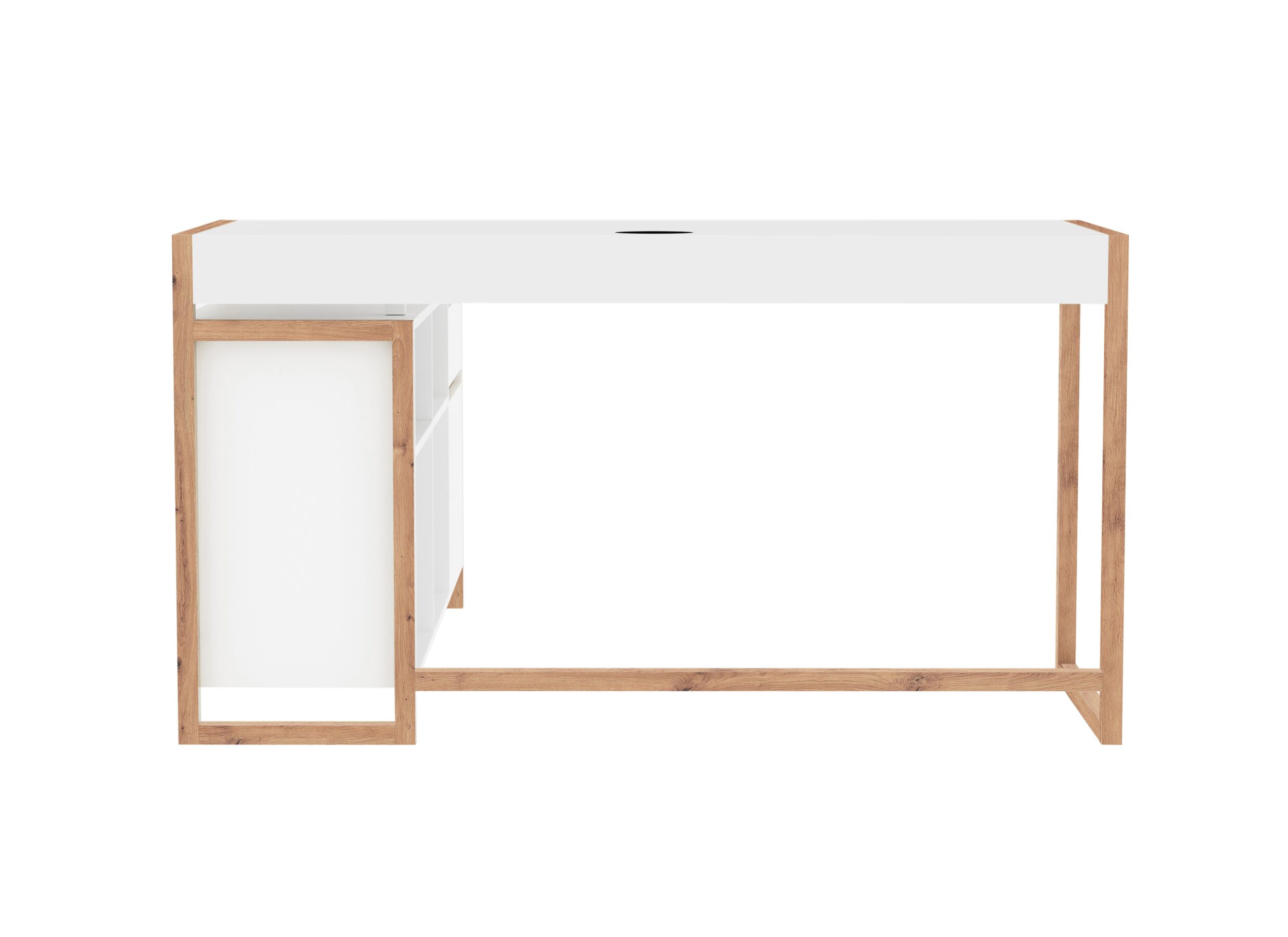 Overzichtsfoto - Hoekbureau Denver 139x142x75cm - decor - wit & artisanale eik