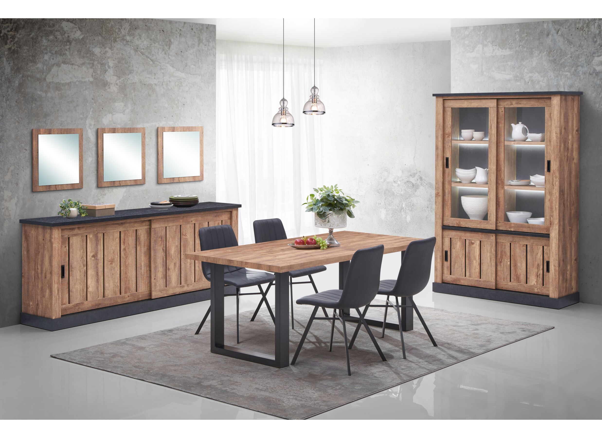 Vitrine Etienne 221cm - décor - noir