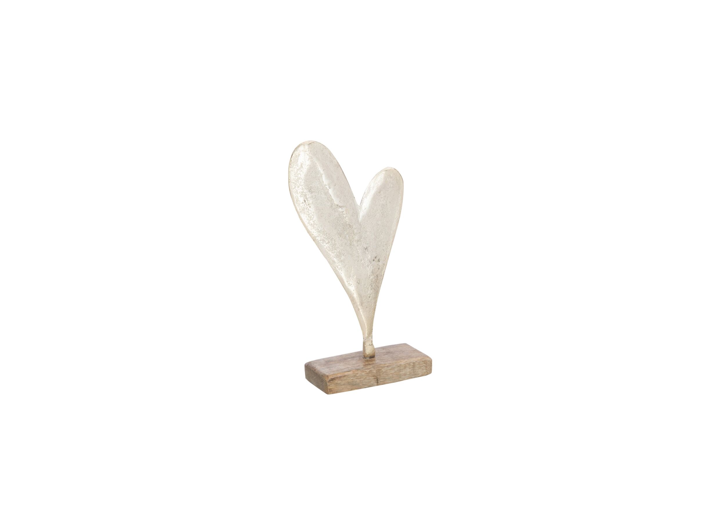Hoofdfoto - Deco Hart op voet H20cm - hout massief & aluminium - goud