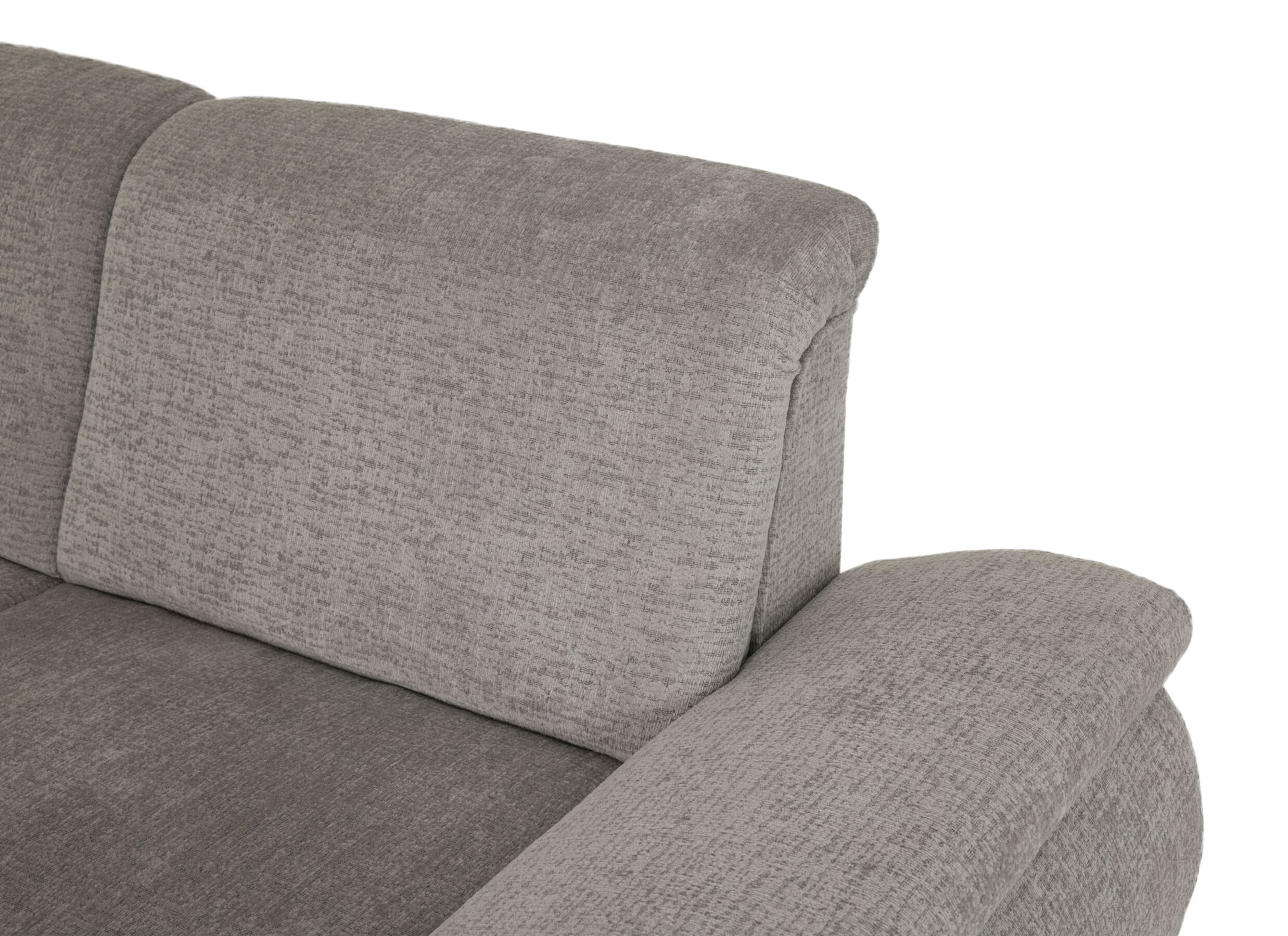 Detail - Canapé d'angle Caro 272x197cm - tissu - gris avec fonction lit et rangement