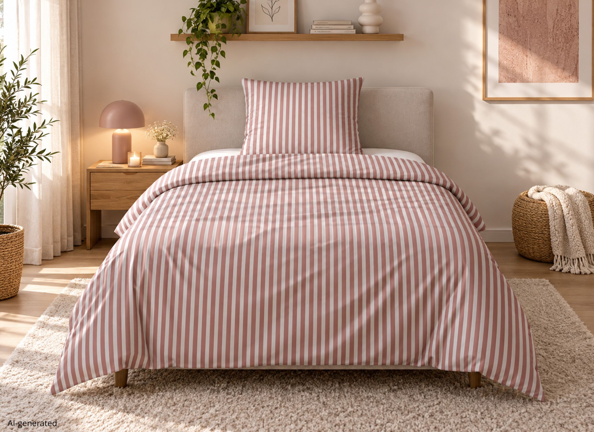 AI Generated - Housse de couette Iris 140x200cm - flanelle - rose