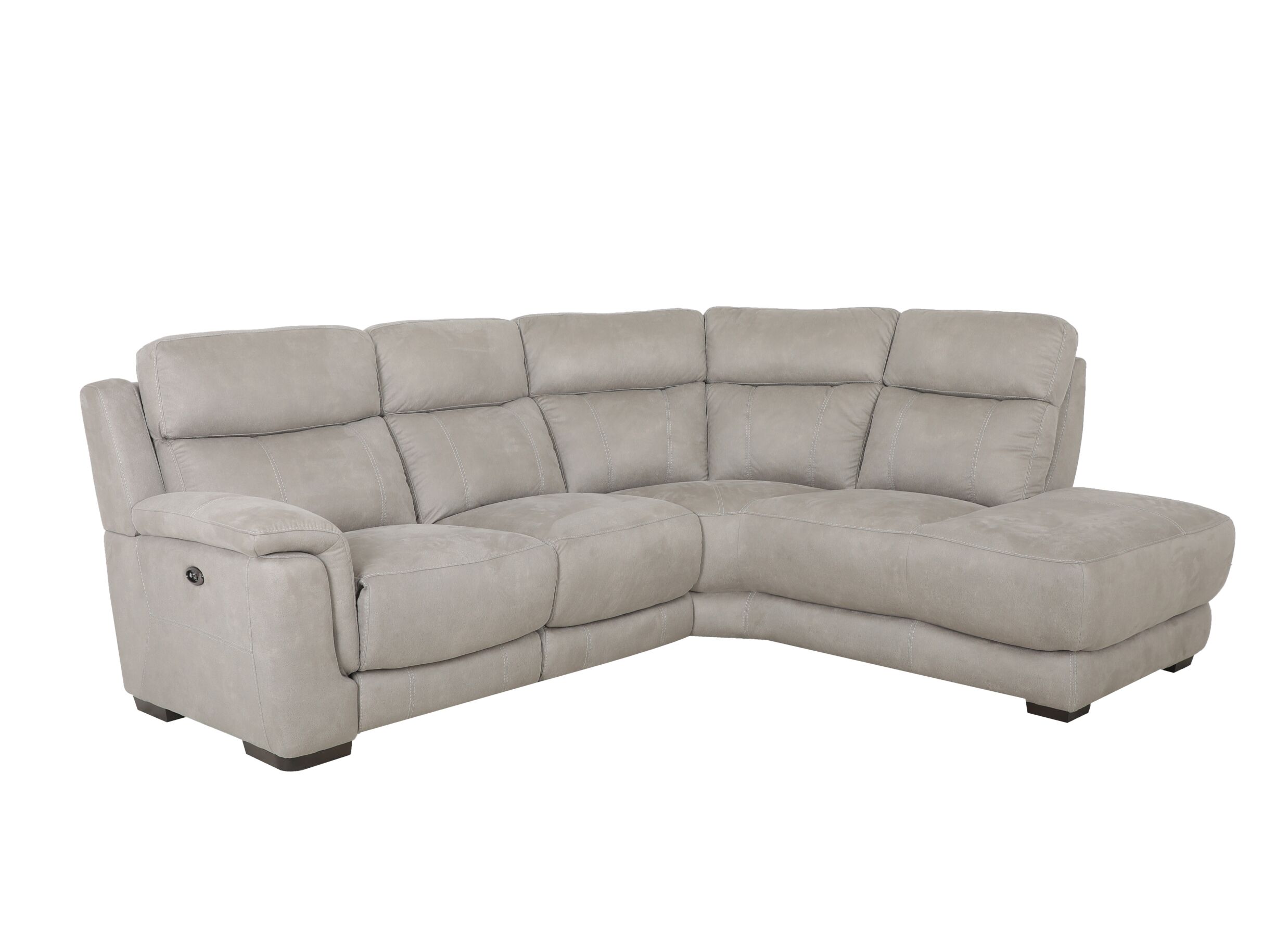 Plus Important - Canapé d'angle Elton 250x215cm - tissu - dove grey avec relax & siège soft