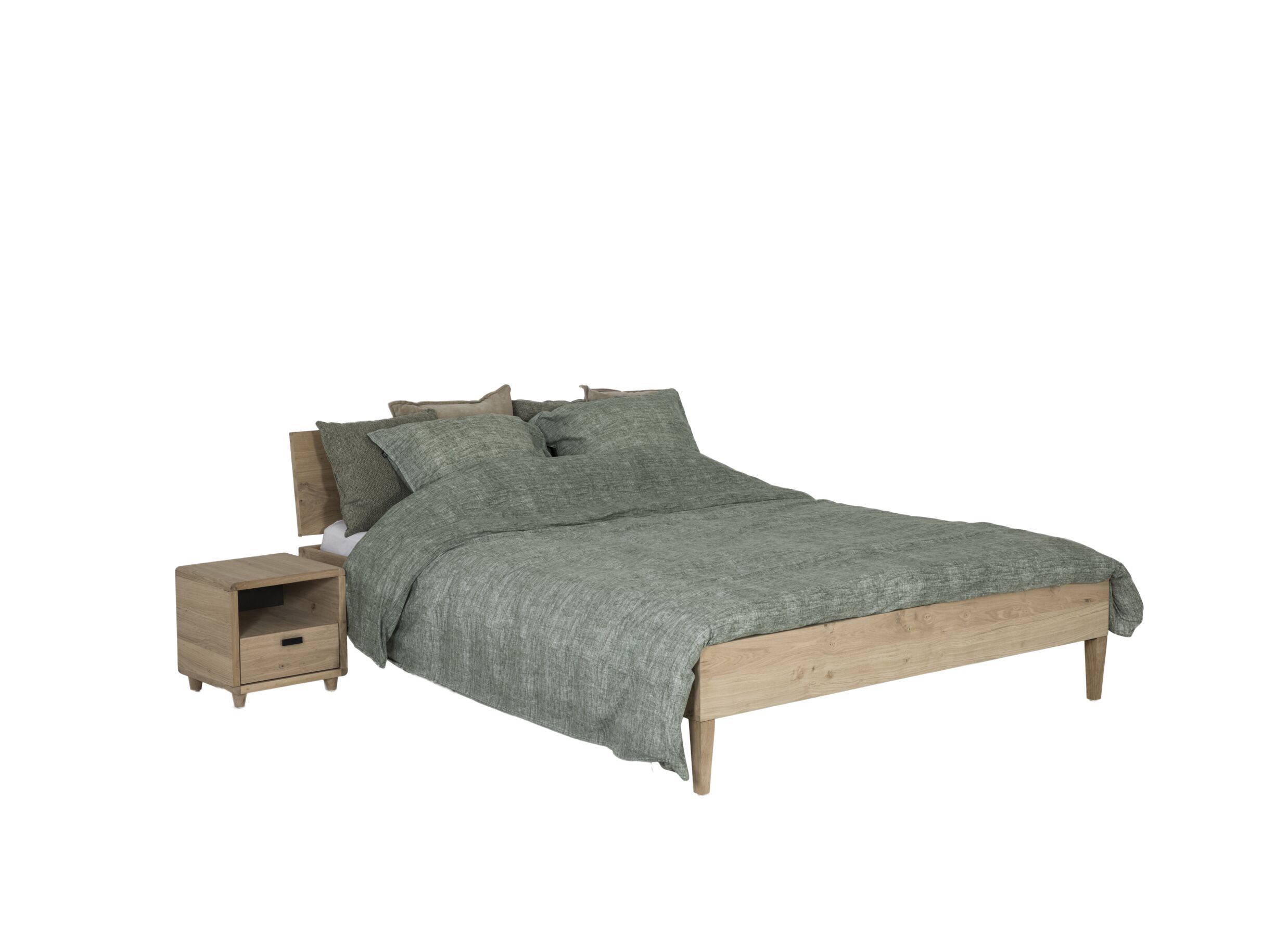 Lit Notte bois massif et placage 160x200cm - Lit Notte 160x200cm - chêne massif & placage - naturel