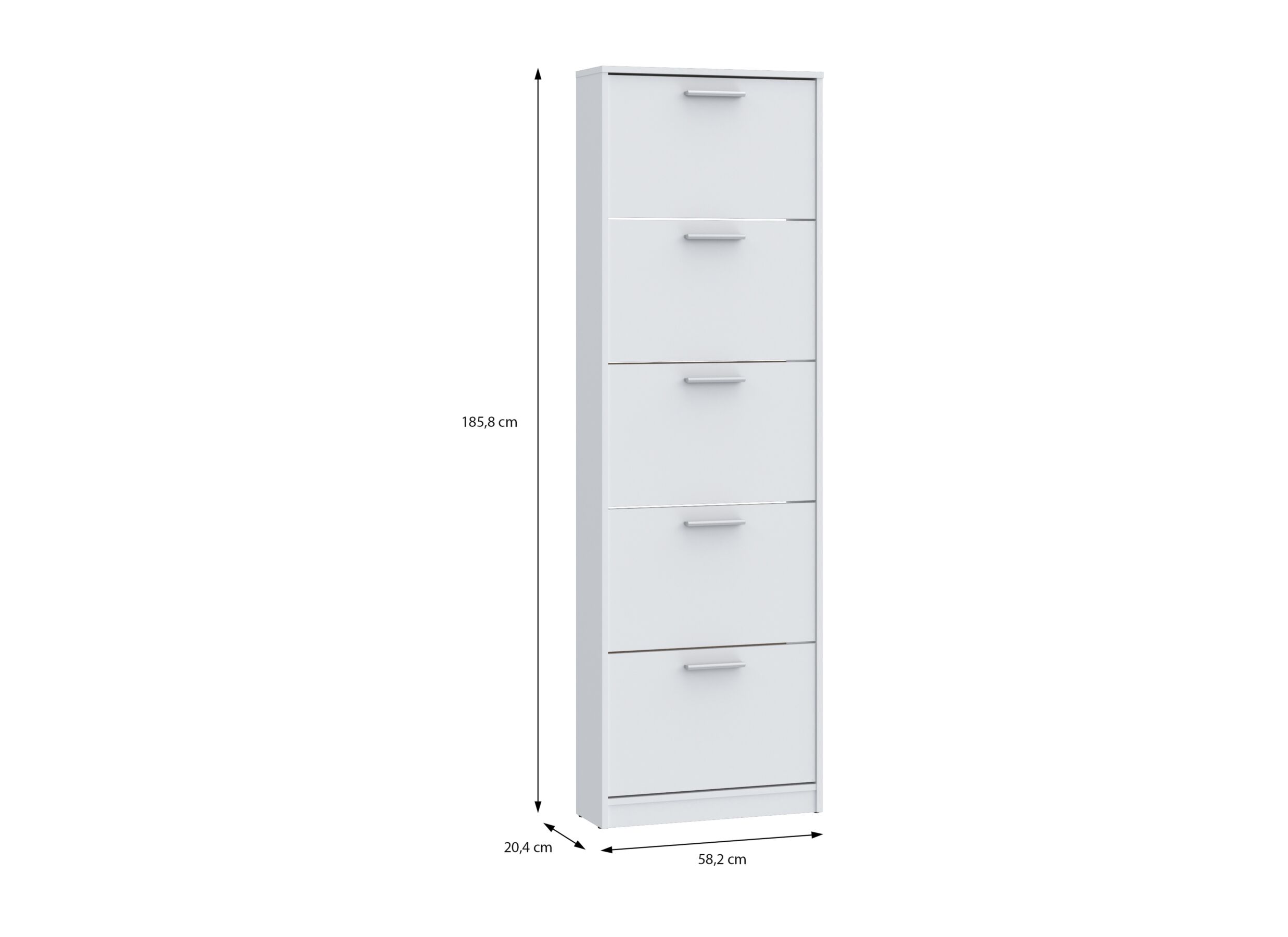 Dimensions - Armoire à chaussures Net402 58x20x186cm - décor - wit