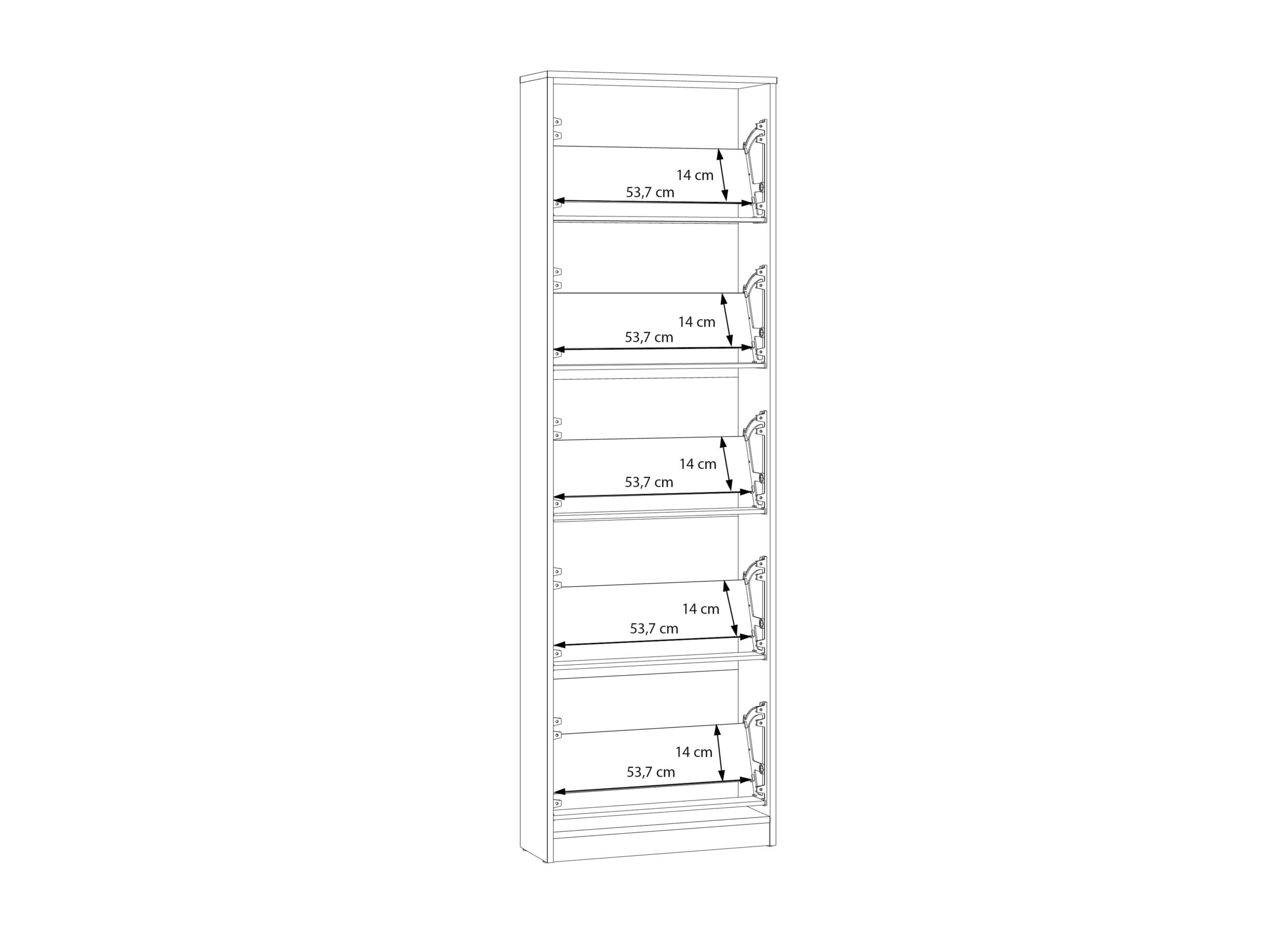 Dimensions - Armoire à chaussures Net402 58x20x186cm - décor - chêne artisanal