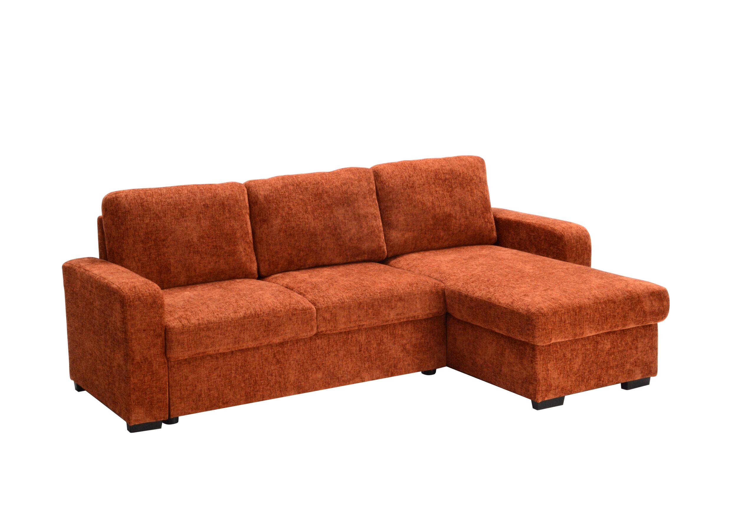 Plus Important - Canapé d'angle Zenith 243x156cm - tissu - rouille 2 personnes avec fonction de lit et rangement