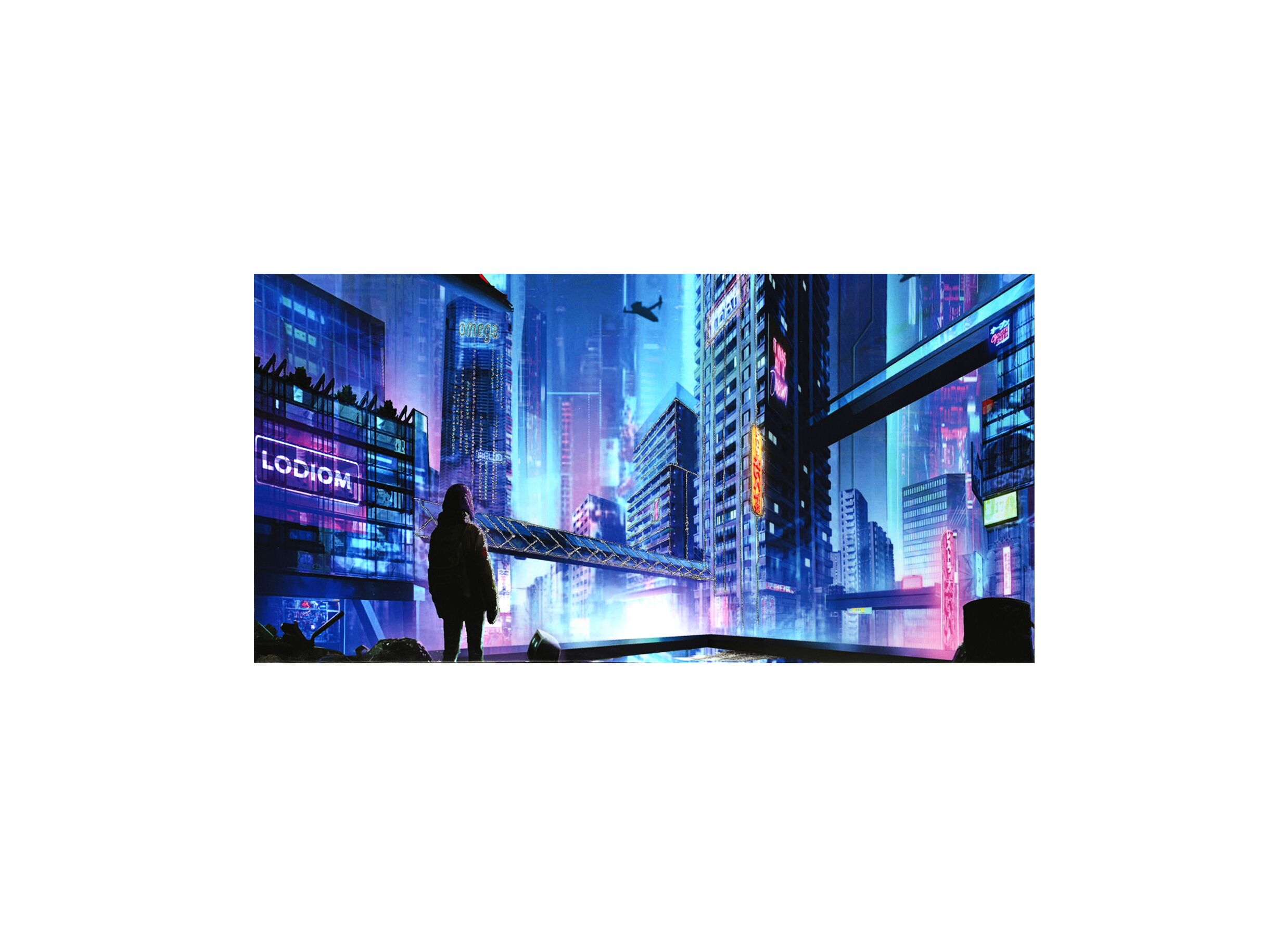 Overzichtsfoto - Print op canvas Blue City 40x80cm