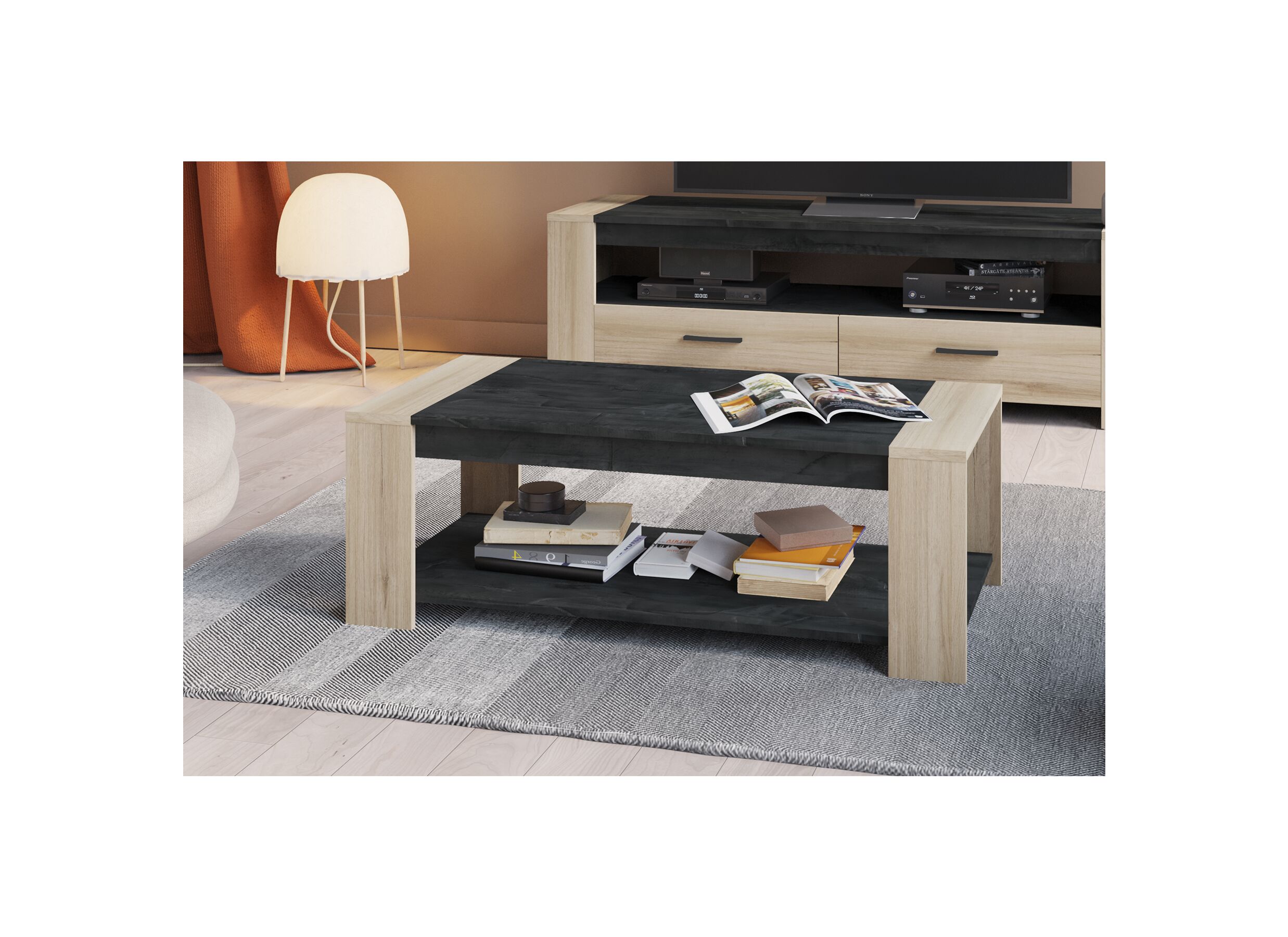 Salontafel Sheffield 110x53cm - decor - licht eik & sidewalk