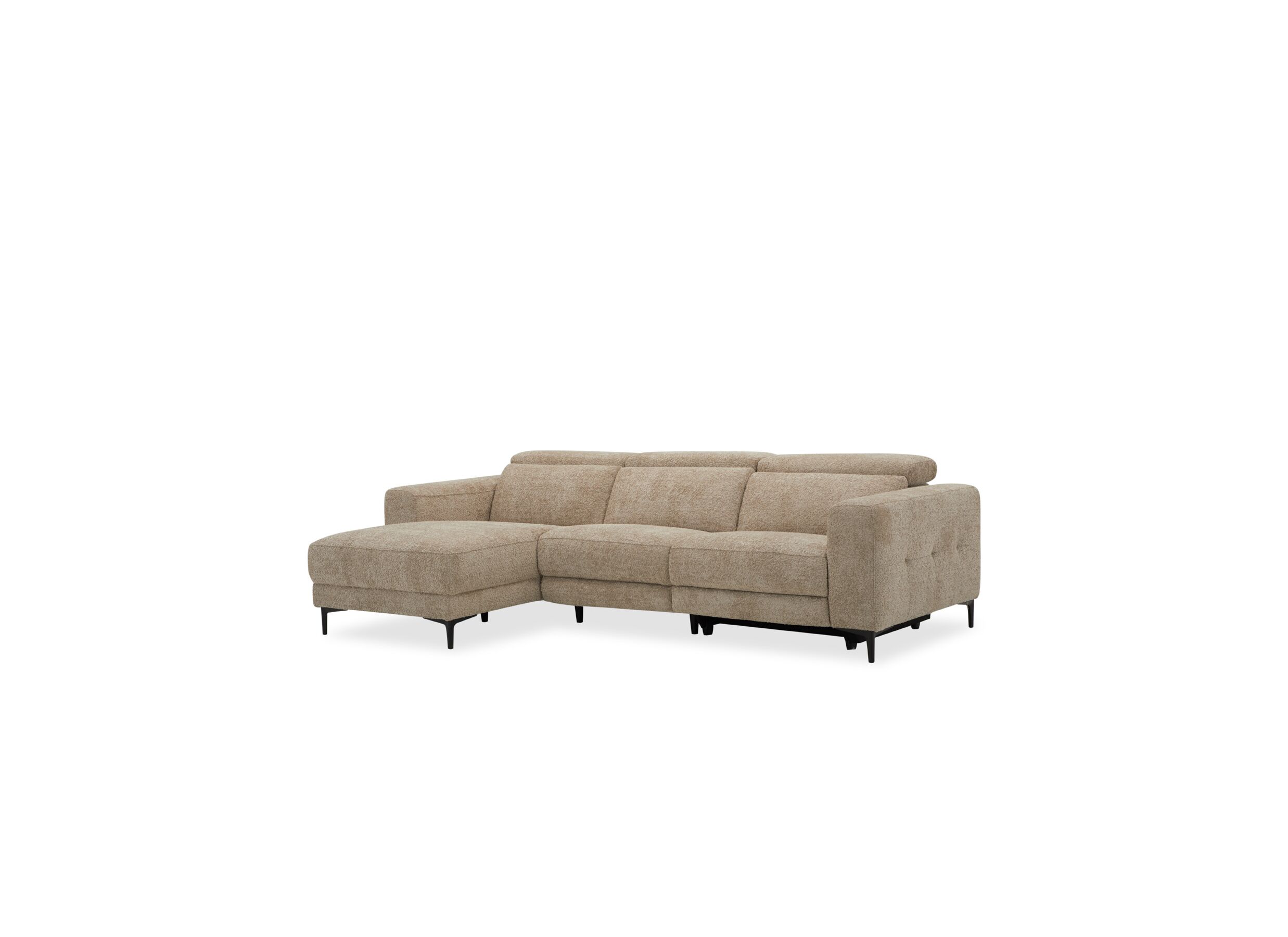 Plus Important - Canapé d'angle Cine 168x277cm - tissu - taupe avec relax