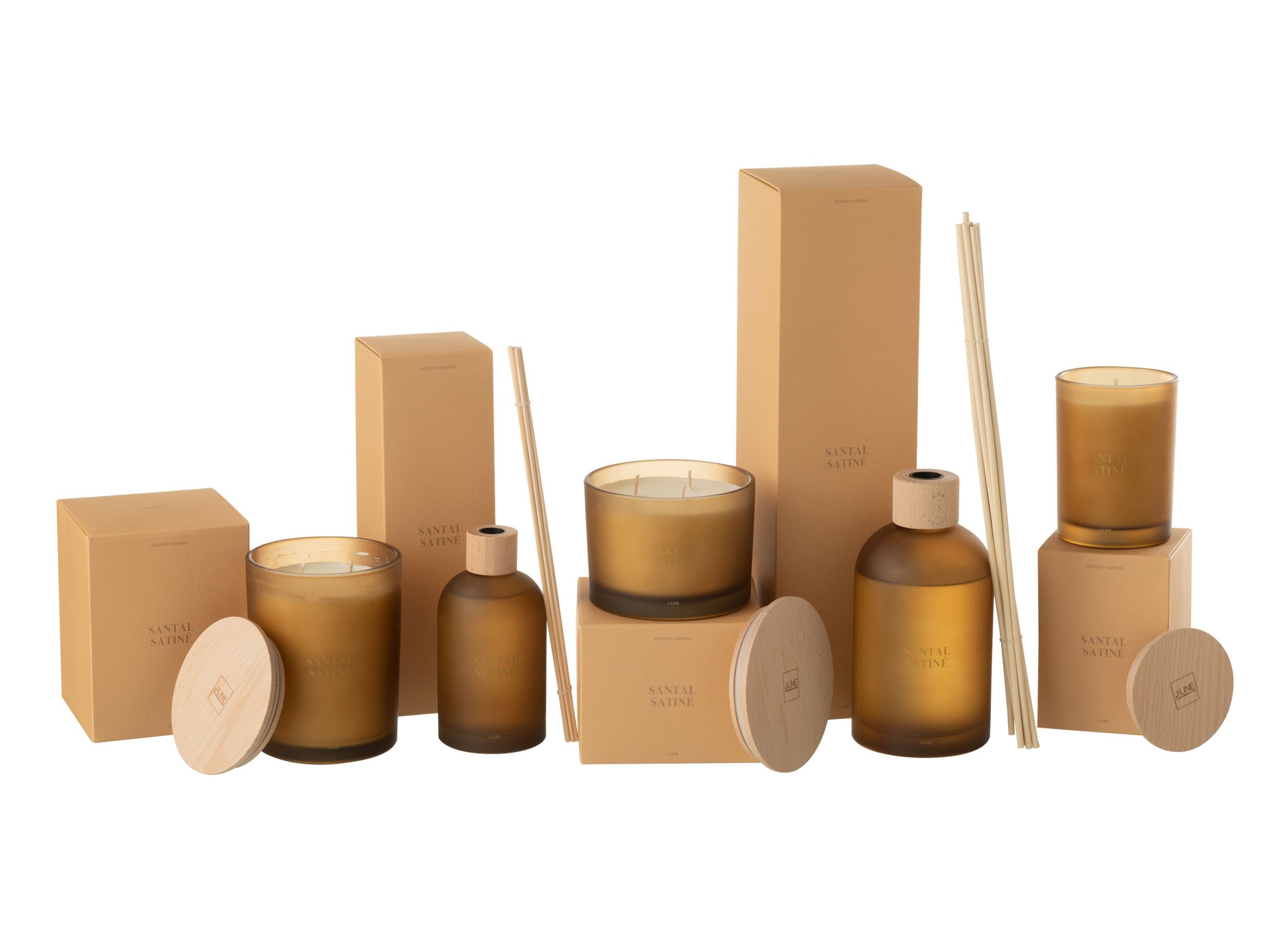 Aperçu - Bâtonnets parfumés Accords Essentiels Santal Satiné 9,5x9,5x35,5cm - verre - jaune