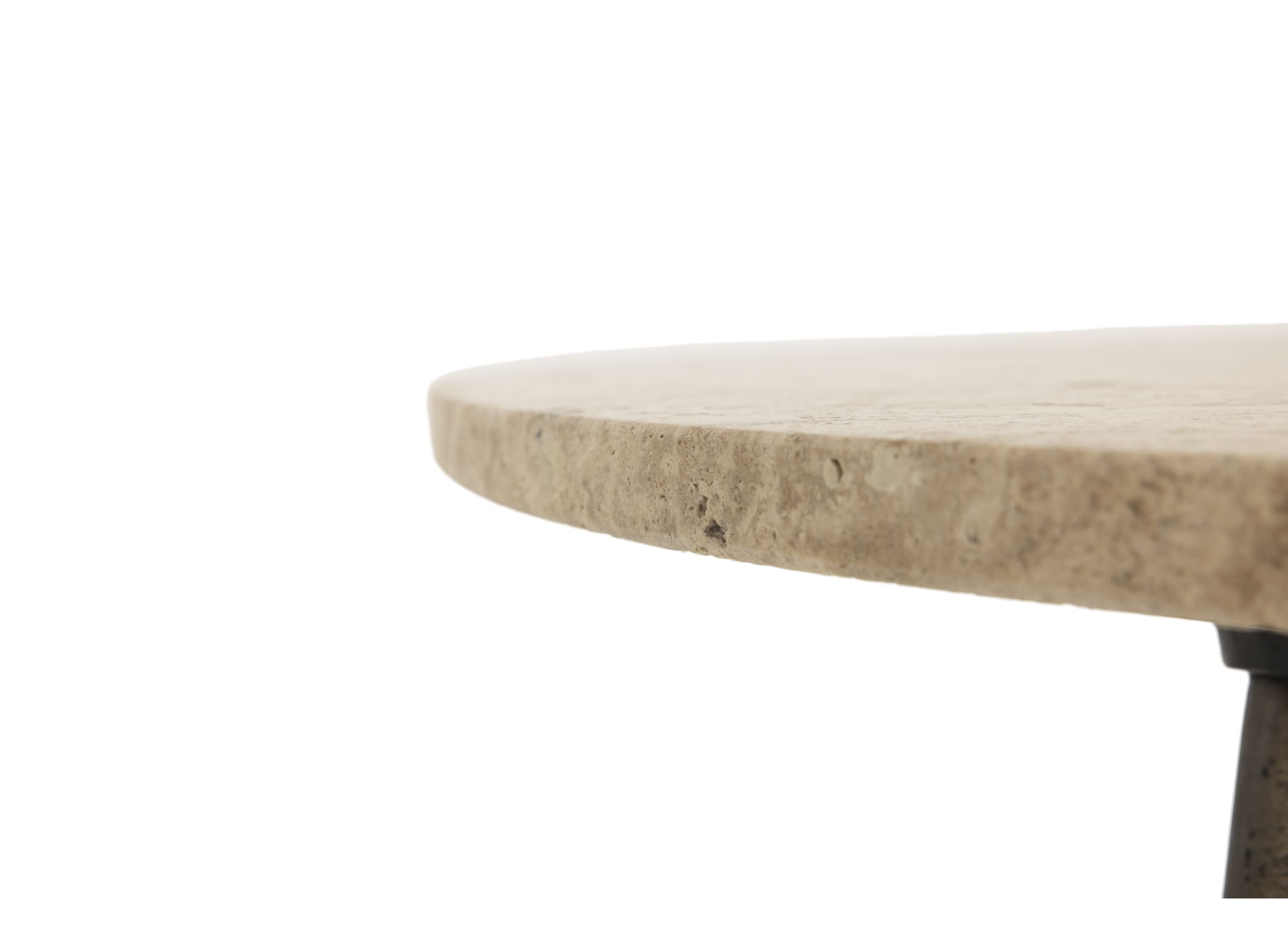 Detail - Table basse Tsori Ø59x41cm - travertin - beige