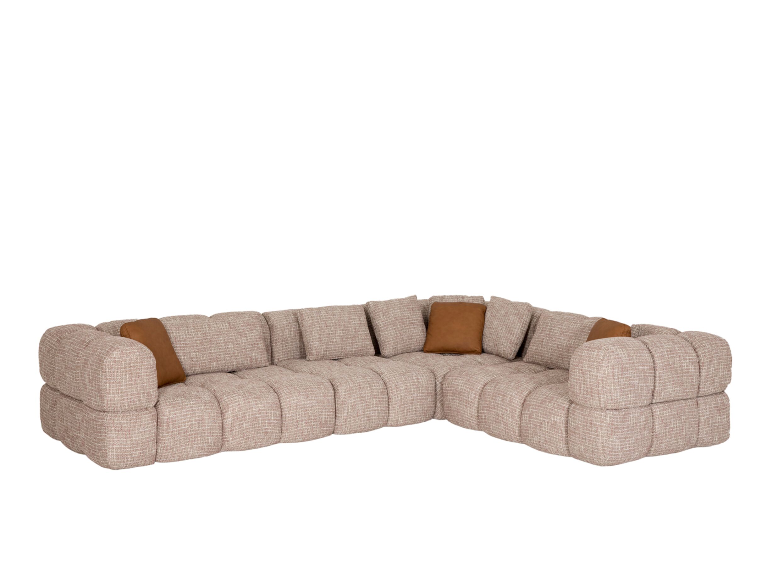 Setfoto - Hoeksalon Parkaway 350x270cm - stof - roze