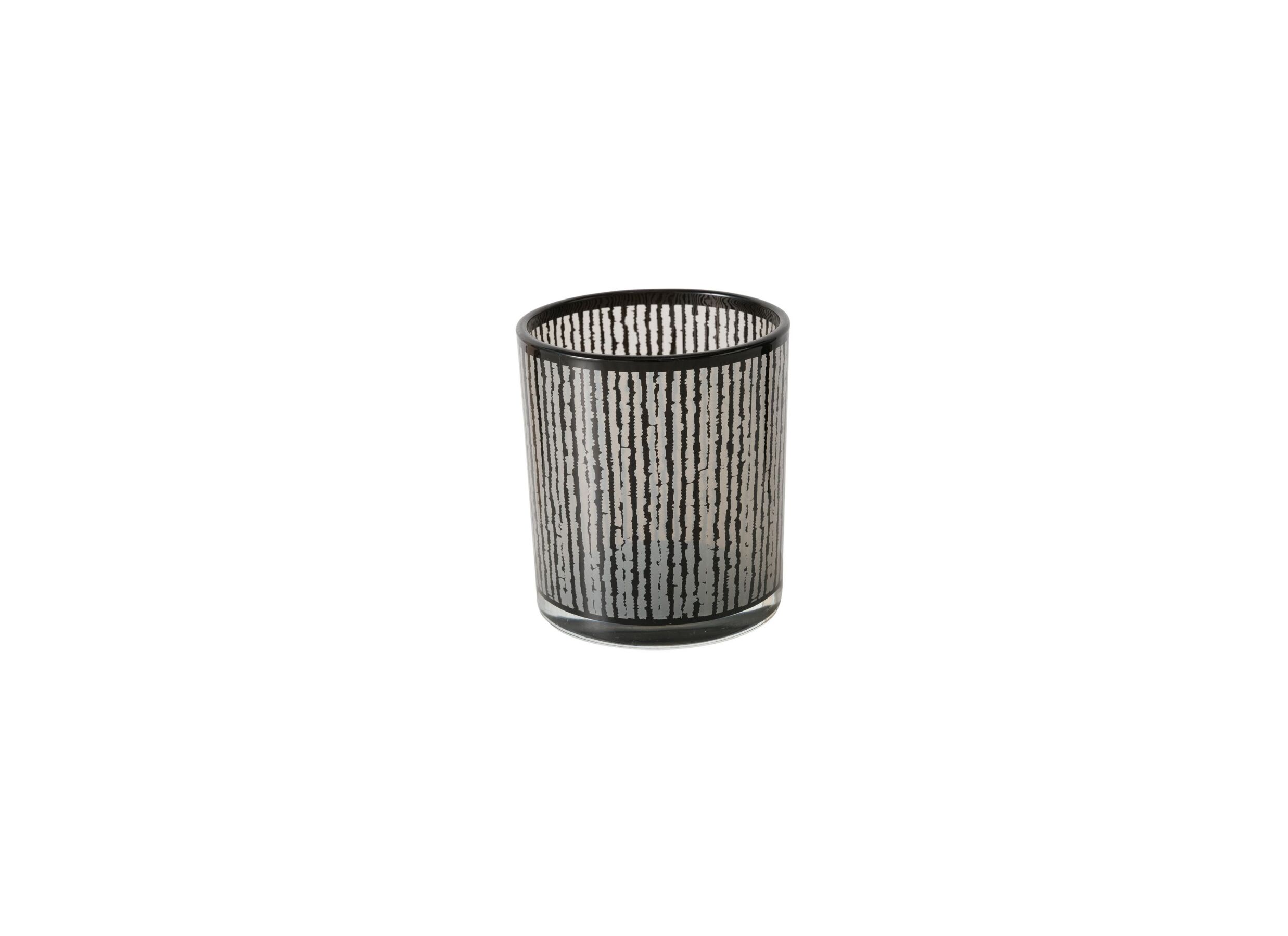 Aperçu - Porte-bougie Thato H8cm & H12cm - verre - beige/noir lot de 2