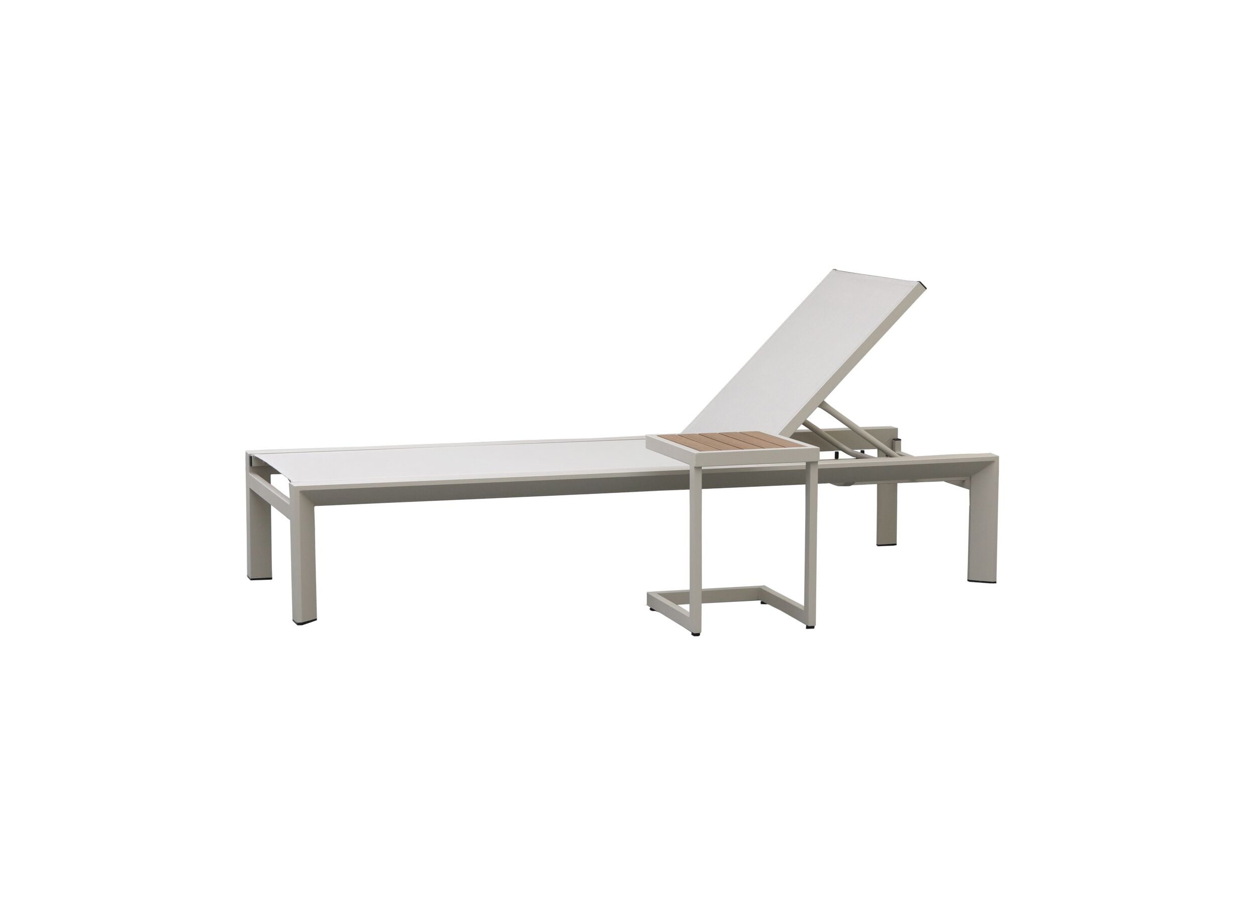 Photo ensemble - Table d'appoint Nirvana 40x32x45cm - aluminium/polywood - greige