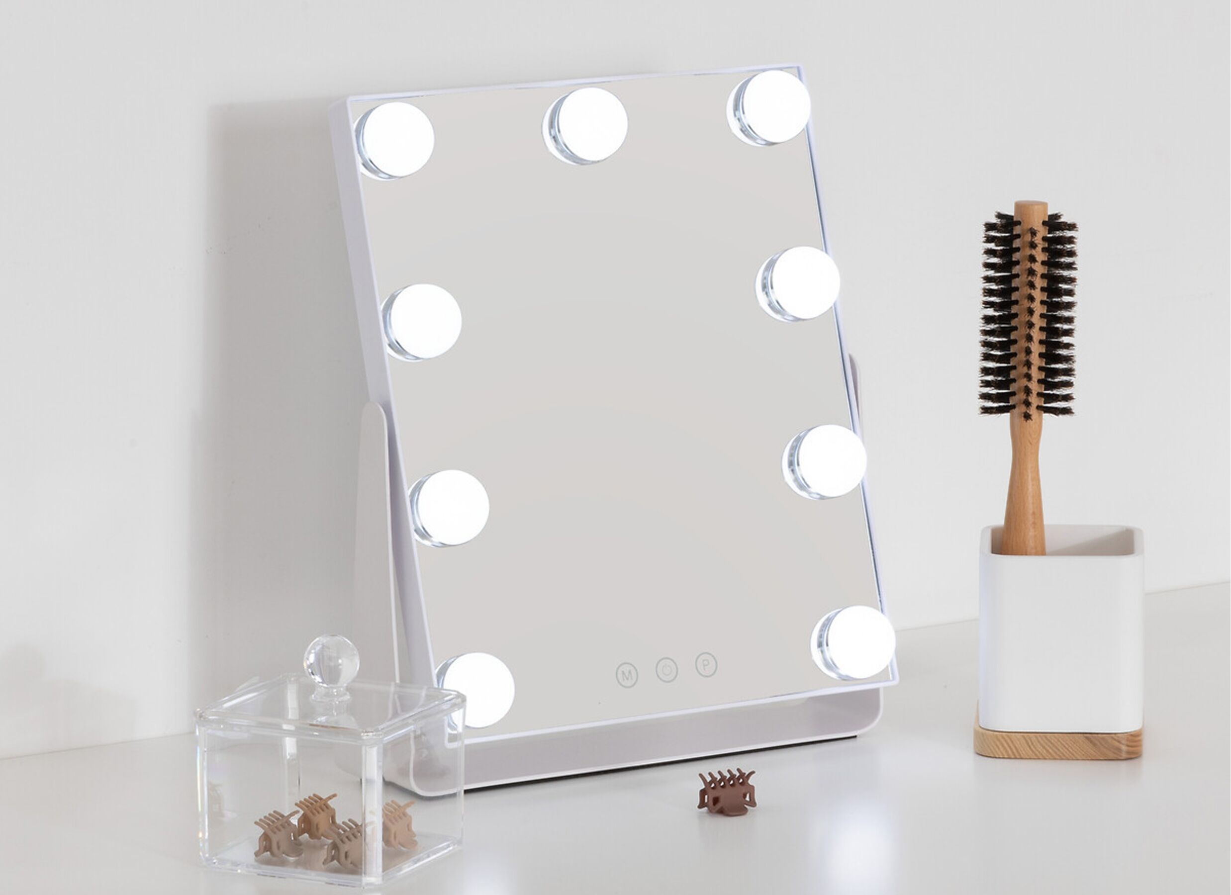 Sfeerfoto - Make-up spiegel Holly 27x32cm - ABS & glas - wit