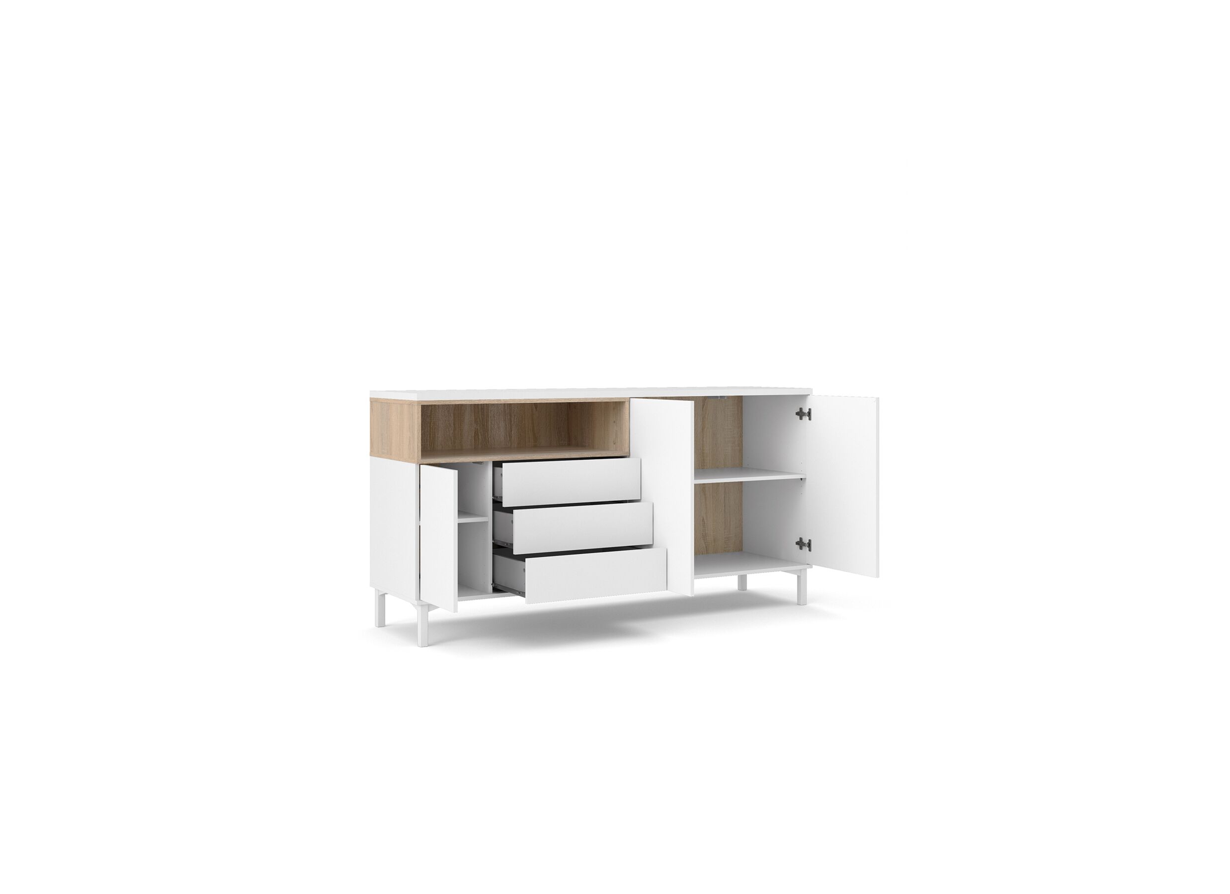 Dressoir Roomers 176cm - spaanplaat - witte eik