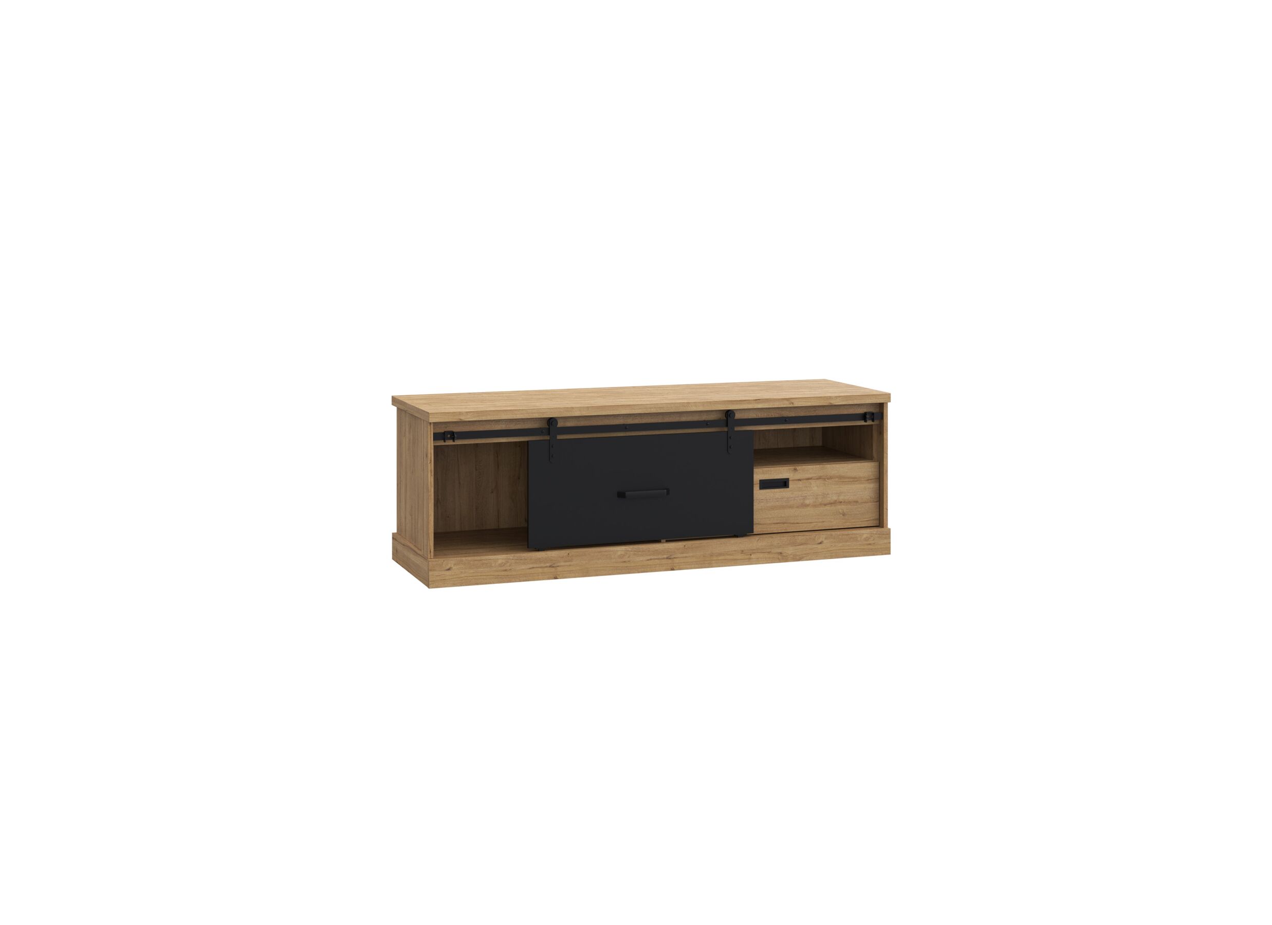 Tv-meubel Kaszimiro 163cm - meubelplaat - waterford eik/zwart