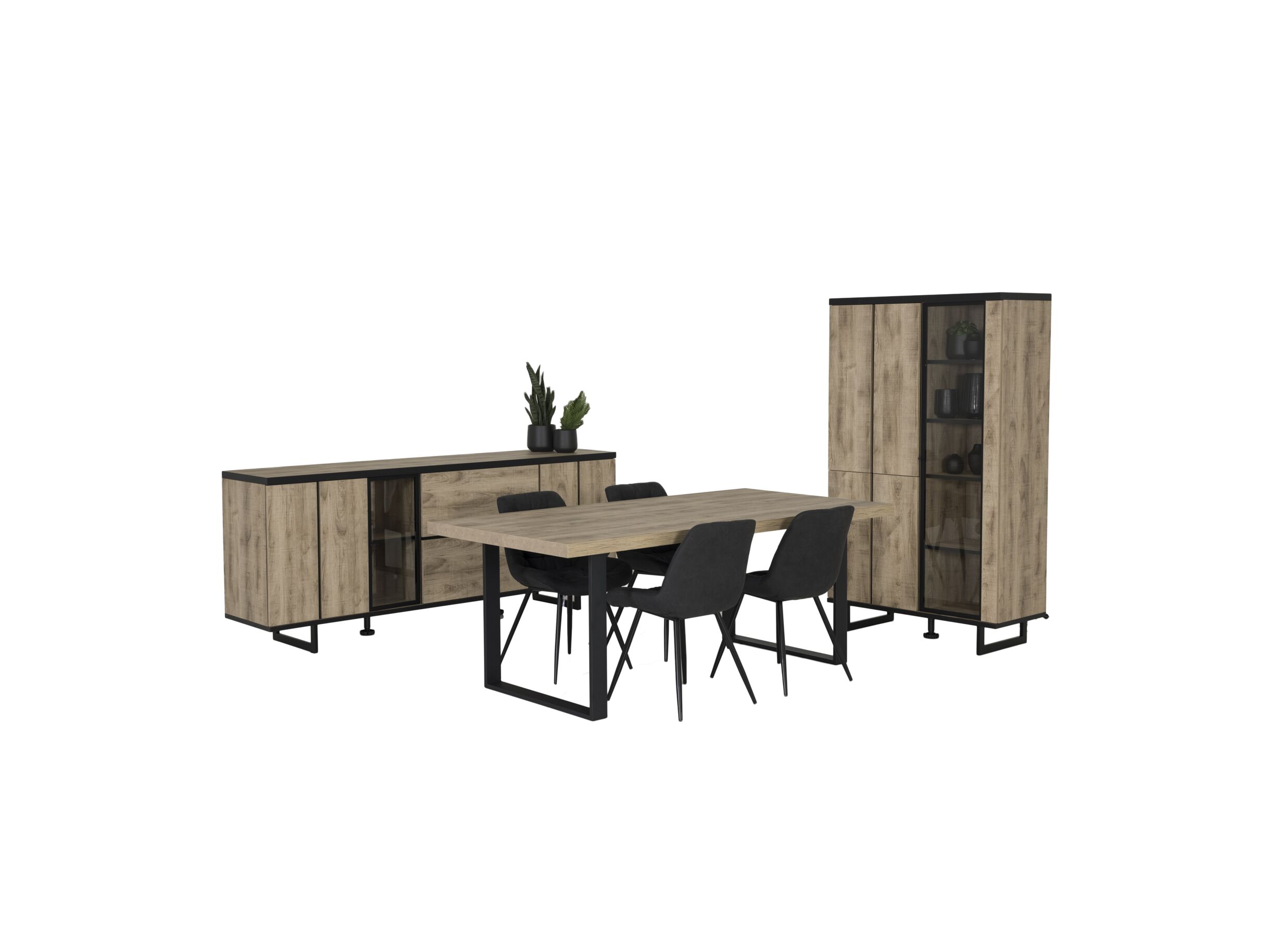 Photo ensemble - Chaise Driss 51x53x80cm - tissu - noir