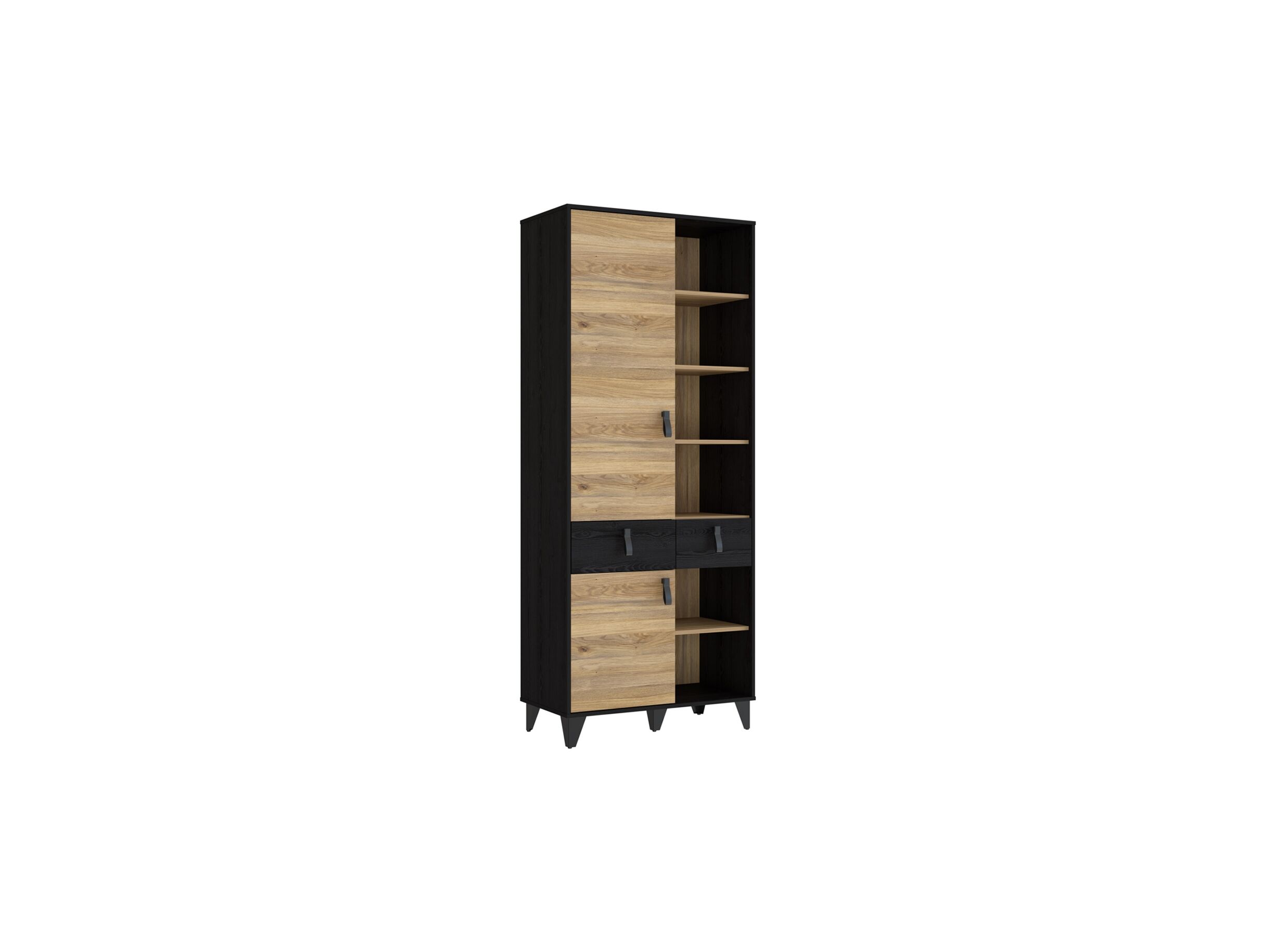 Bibliothèque Lya 83x42x201cm - Bibliothèque Lya 83x42x201cm - panneau décor - cabezone oak/mauvella