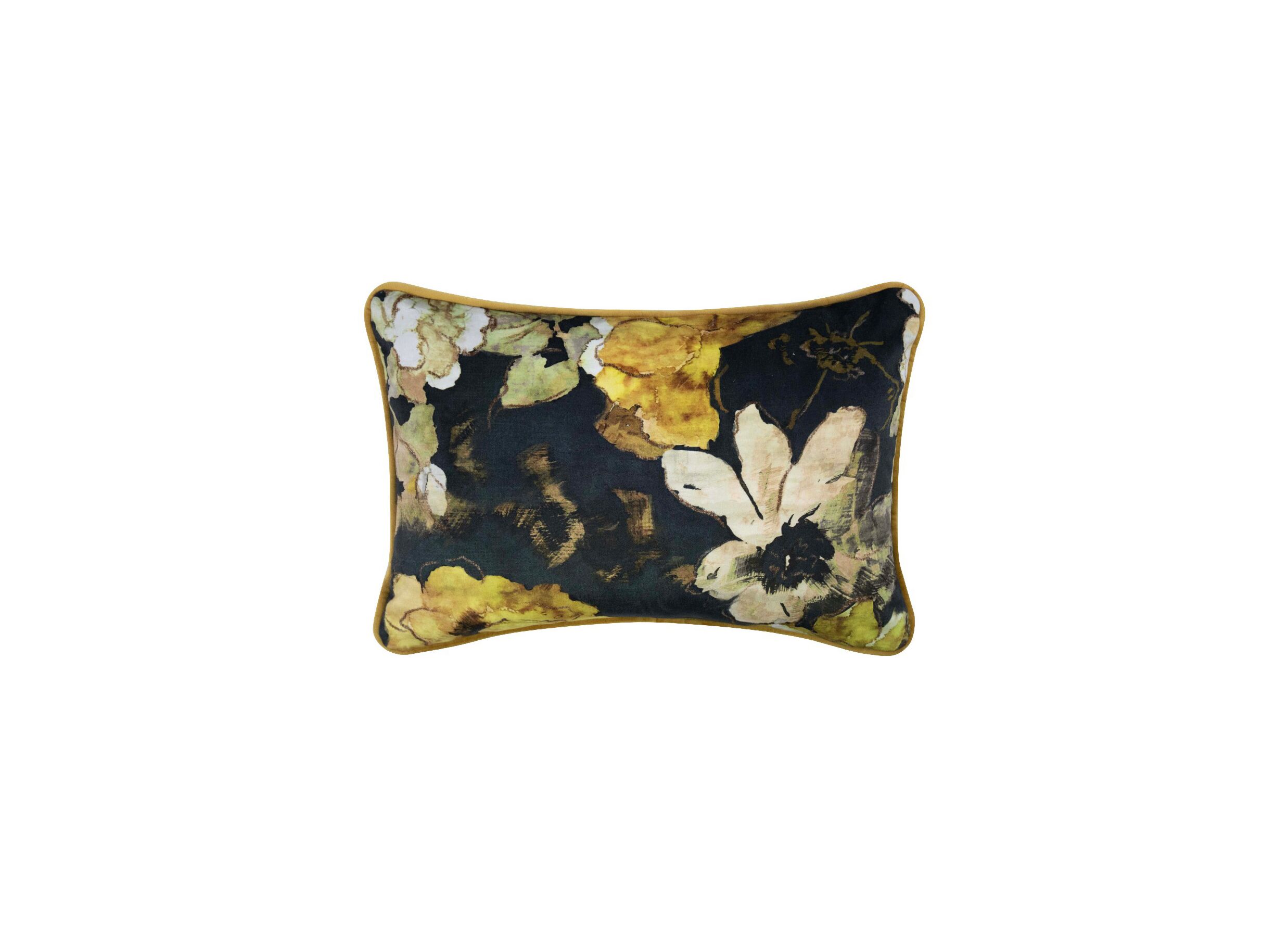 Kussen Joka 30x50cm - polyester - zwart/geel - Coussin Joka 30x50cm - polyester - noir/jaune