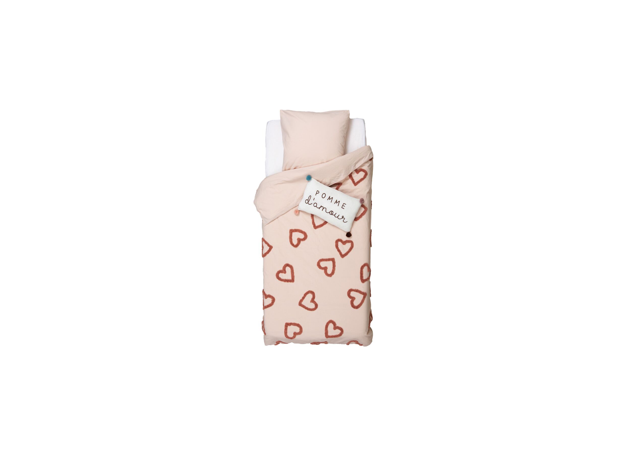 Housse de couette Coeurs roses 140x200cm coton - Housse de couette Coeurs roses 140x200cm coton