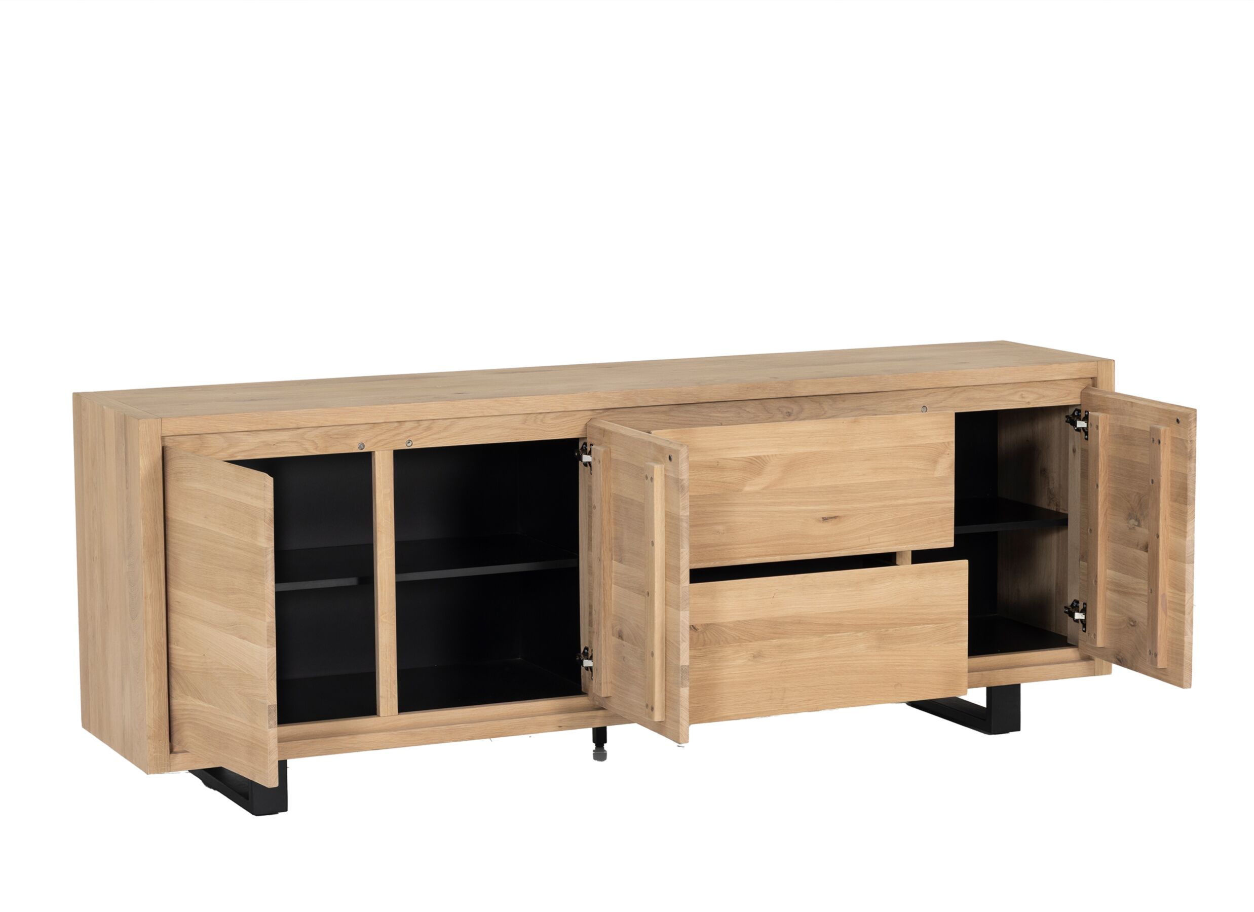 Disposition - Buffet Ambassador 220cm - chêne massif & décor - naturel